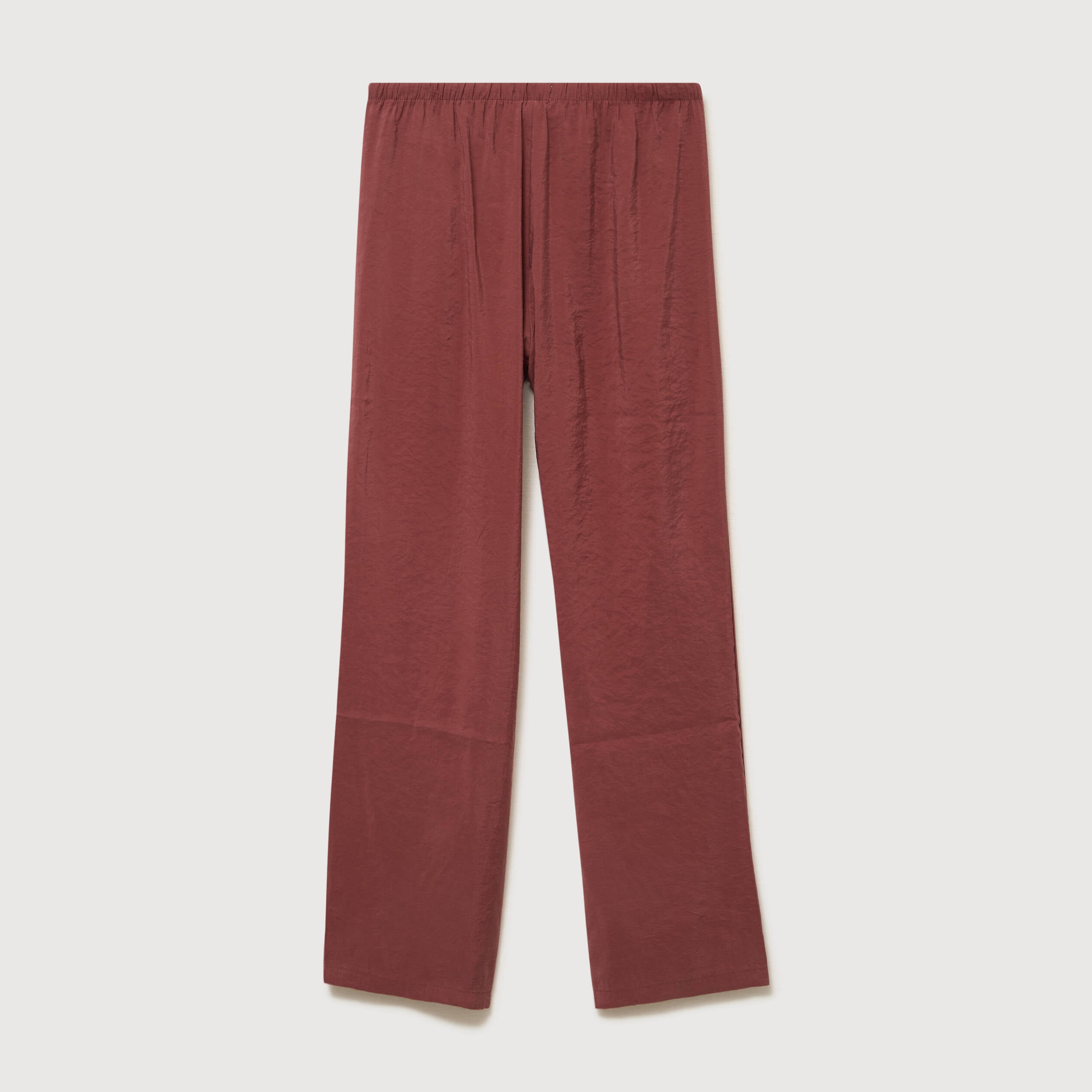 Pantalon large taille standard fluide marron cognac femme