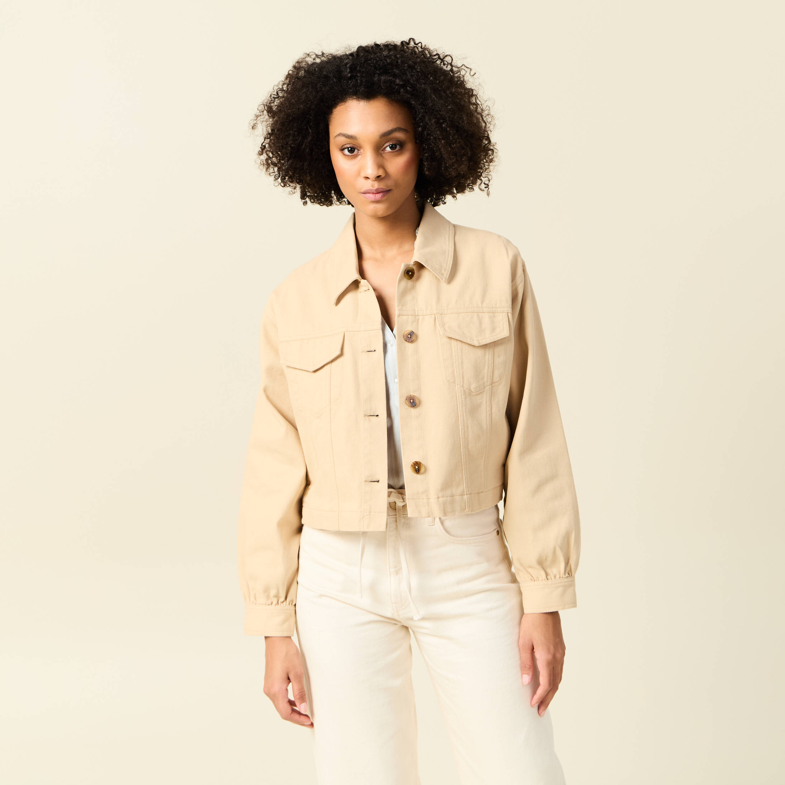 blouson boutonne beige femme Blouson boutonné beige femme