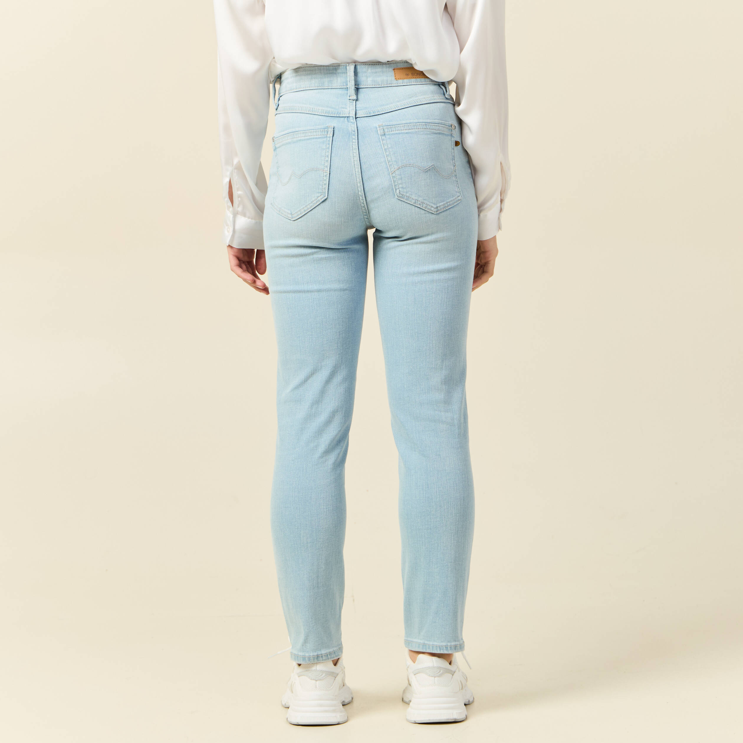 jeans slim taille haute 78eme denim bleach femme Jeans slim taille haute 7/8ème denim bleach femme