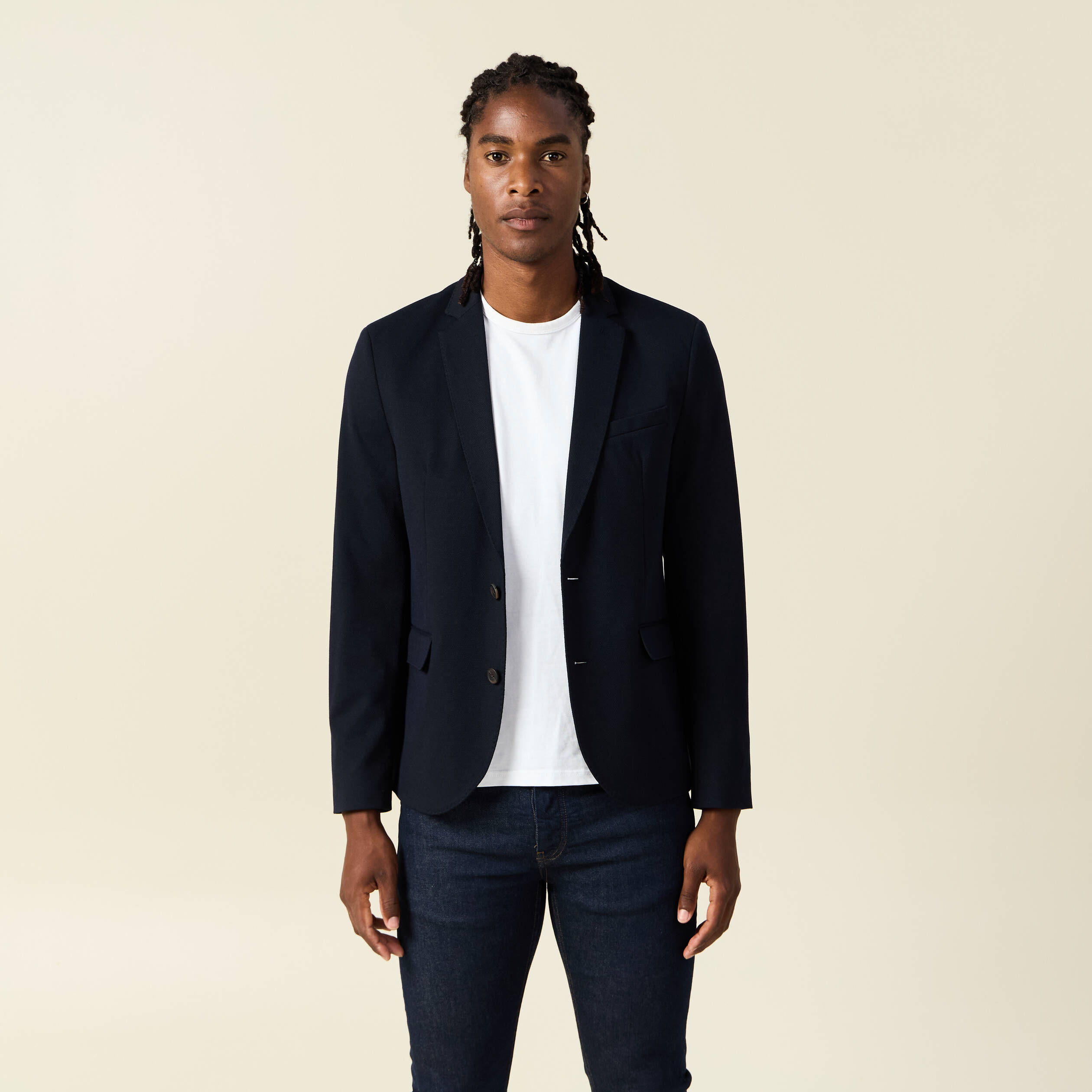 Veste blazer cintrée bleu marine homme