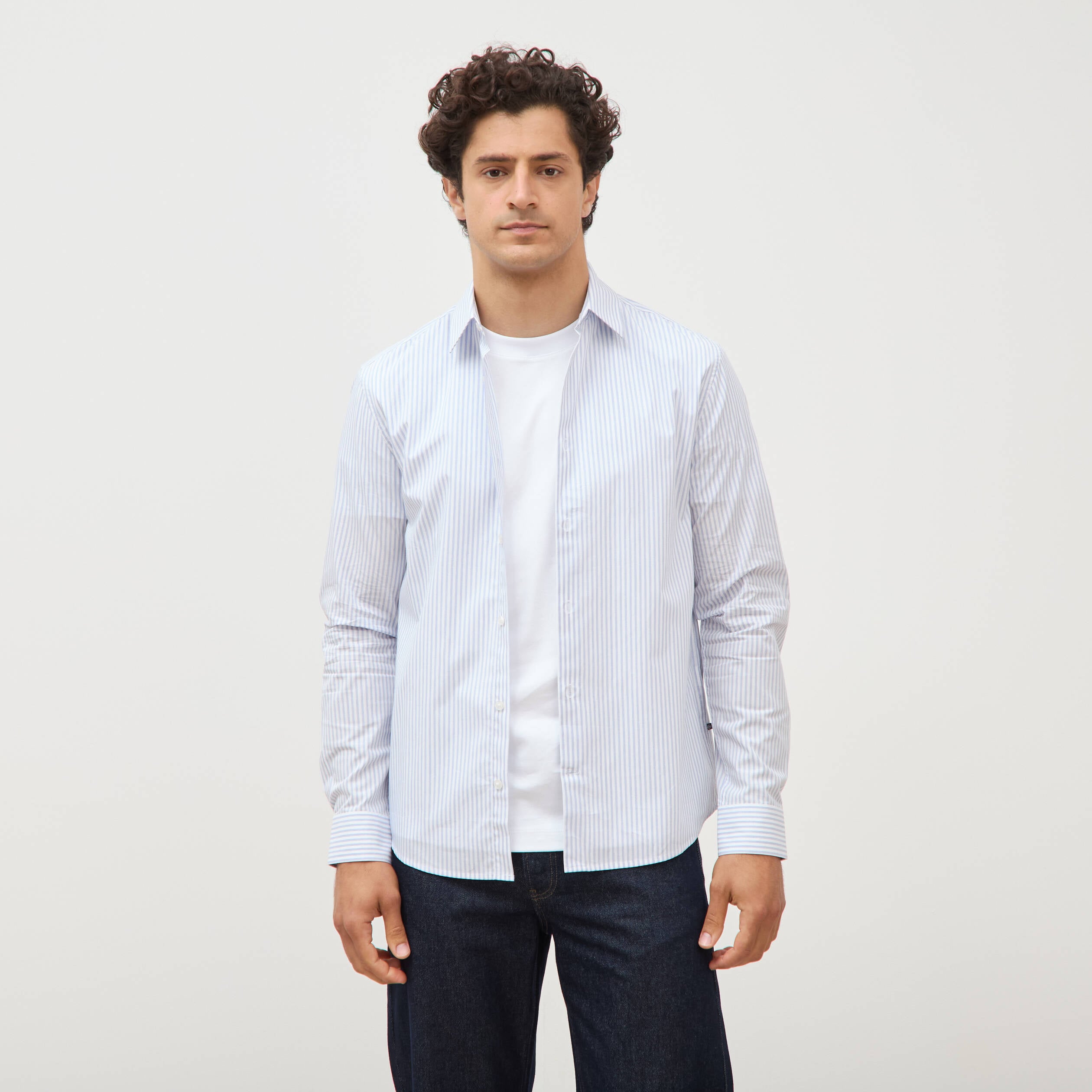 Chemise col classique manches longues gris fonc&eacute; homme