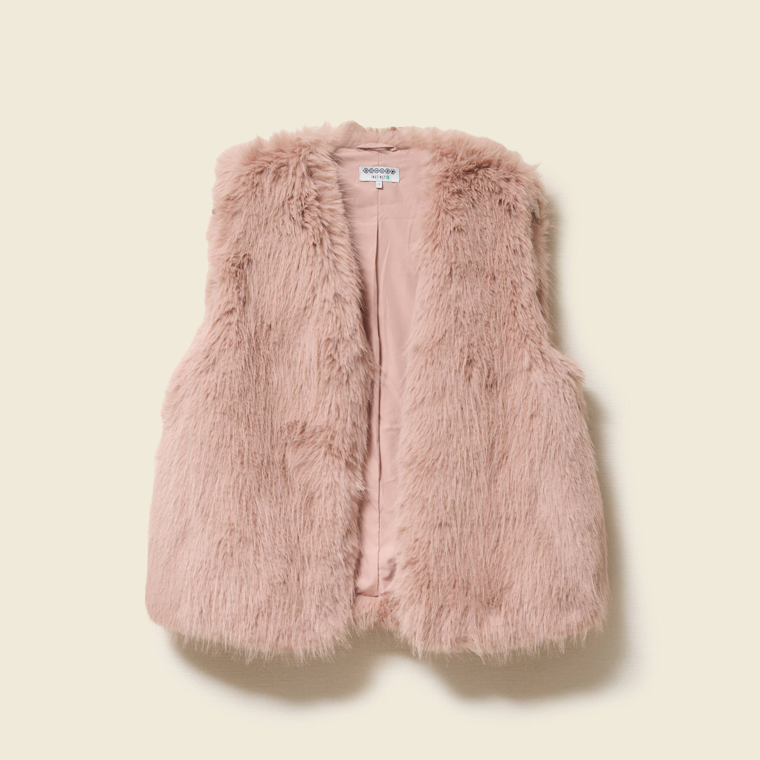 Veste fausse fourrure avec doublure vieux rose femme