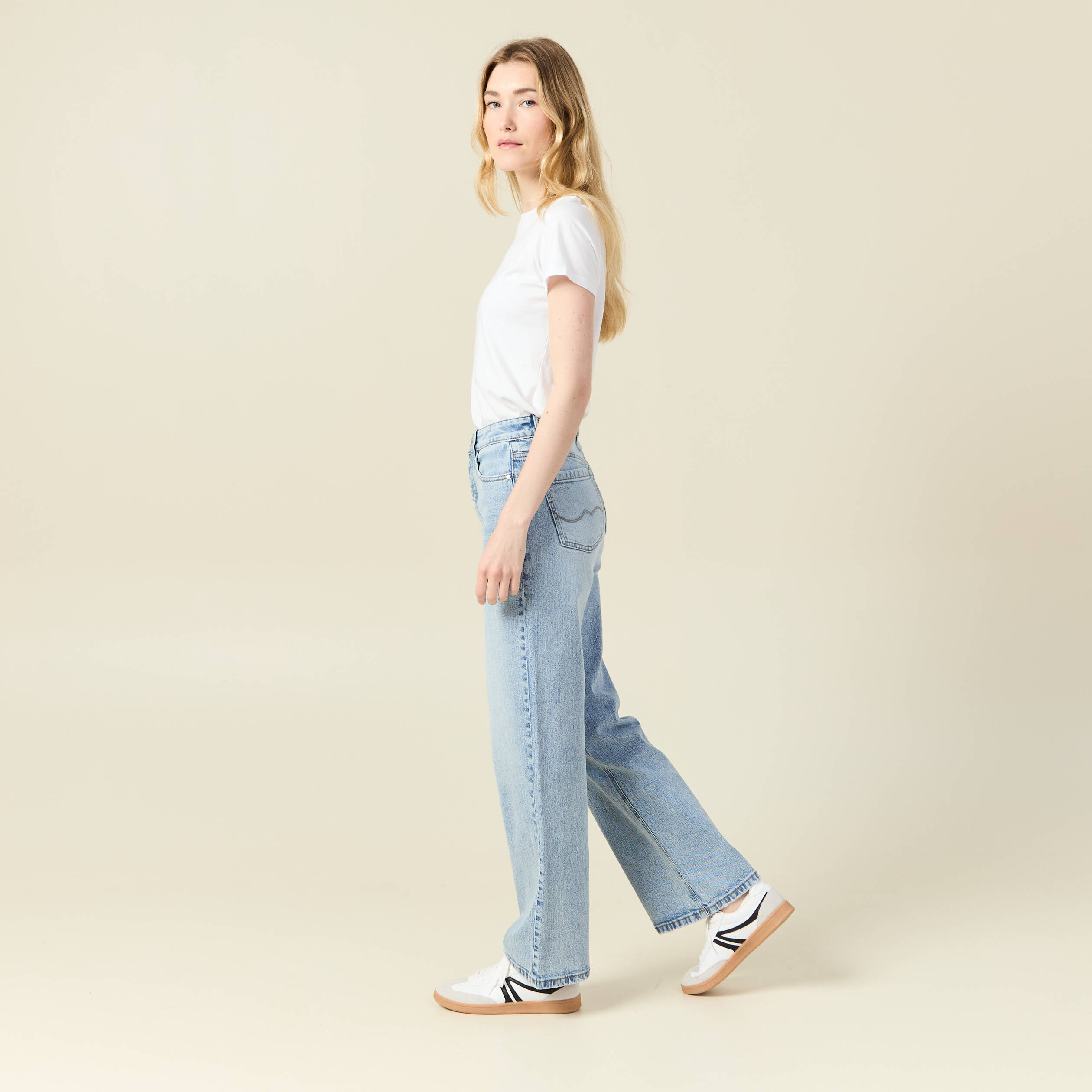 jeans large eco responsable denim snow bleu femme Jeans large éco-responsable denim snow bleu femme