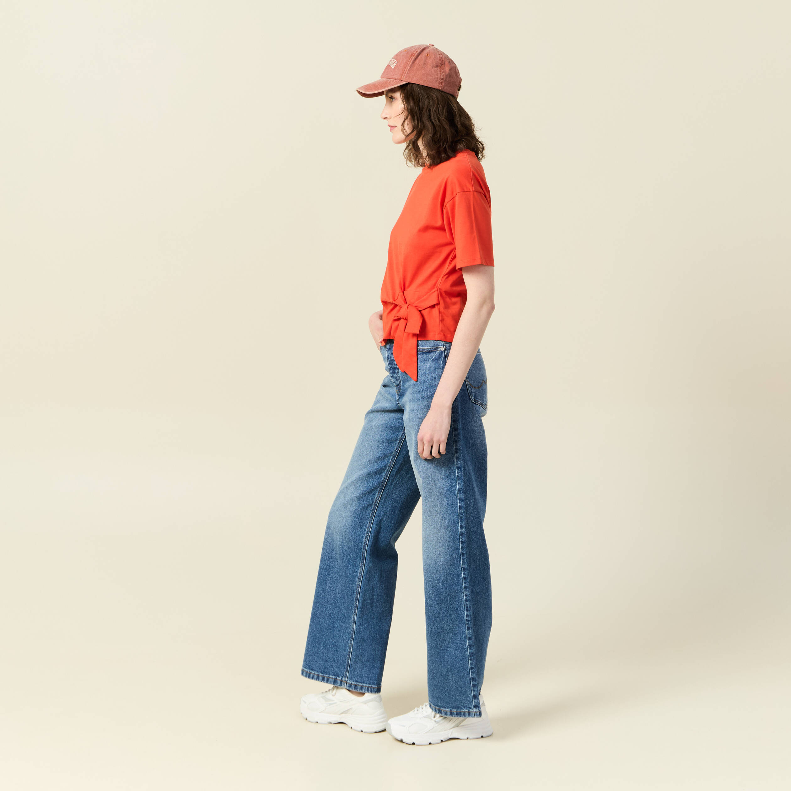 t shirt manches courtes noeud orange femme T-shirt manches courtes noeud orange femme