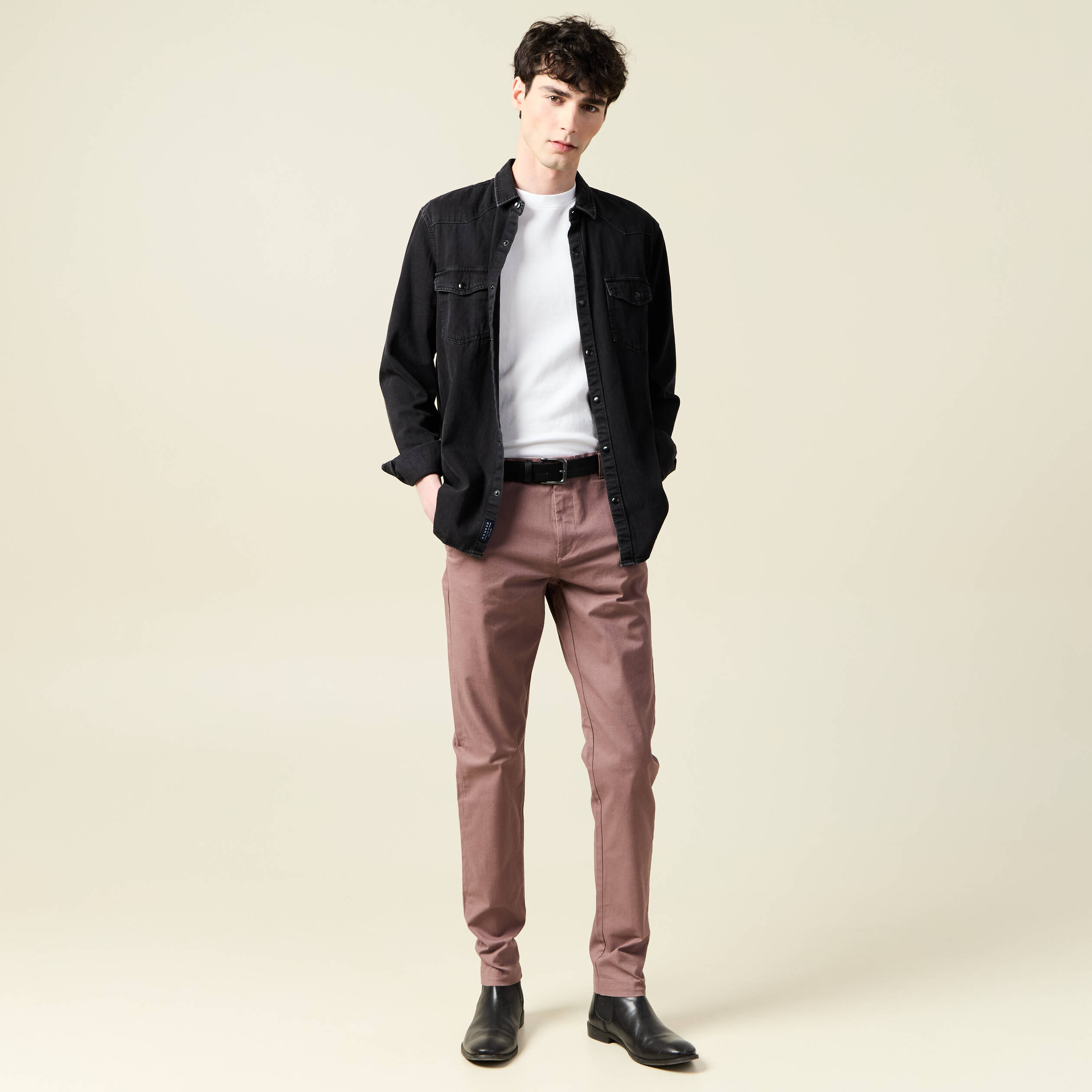 Pantalon chino slim vieux rose homme