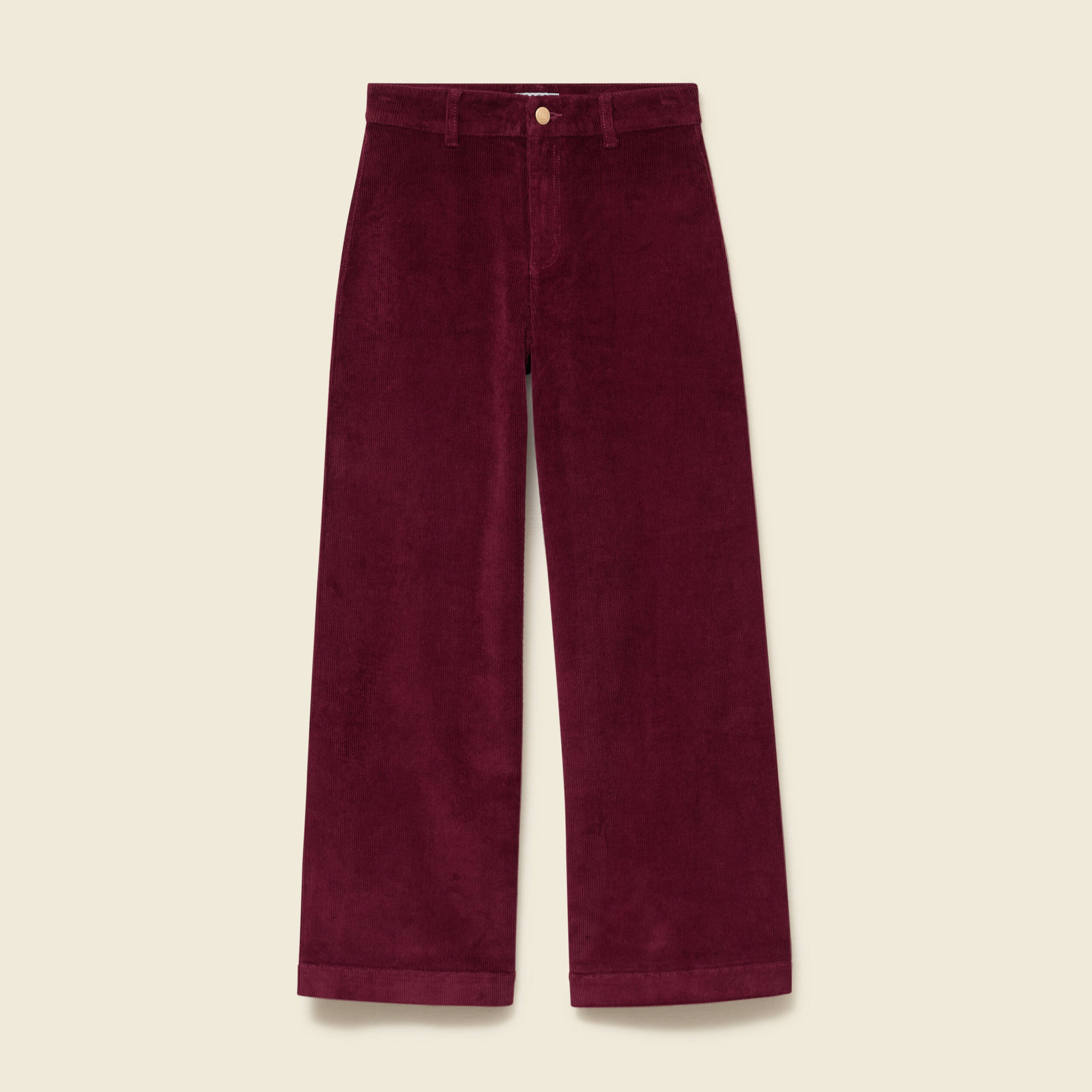 Pantalon large taille haute en velours bordeaux femme Bonobo