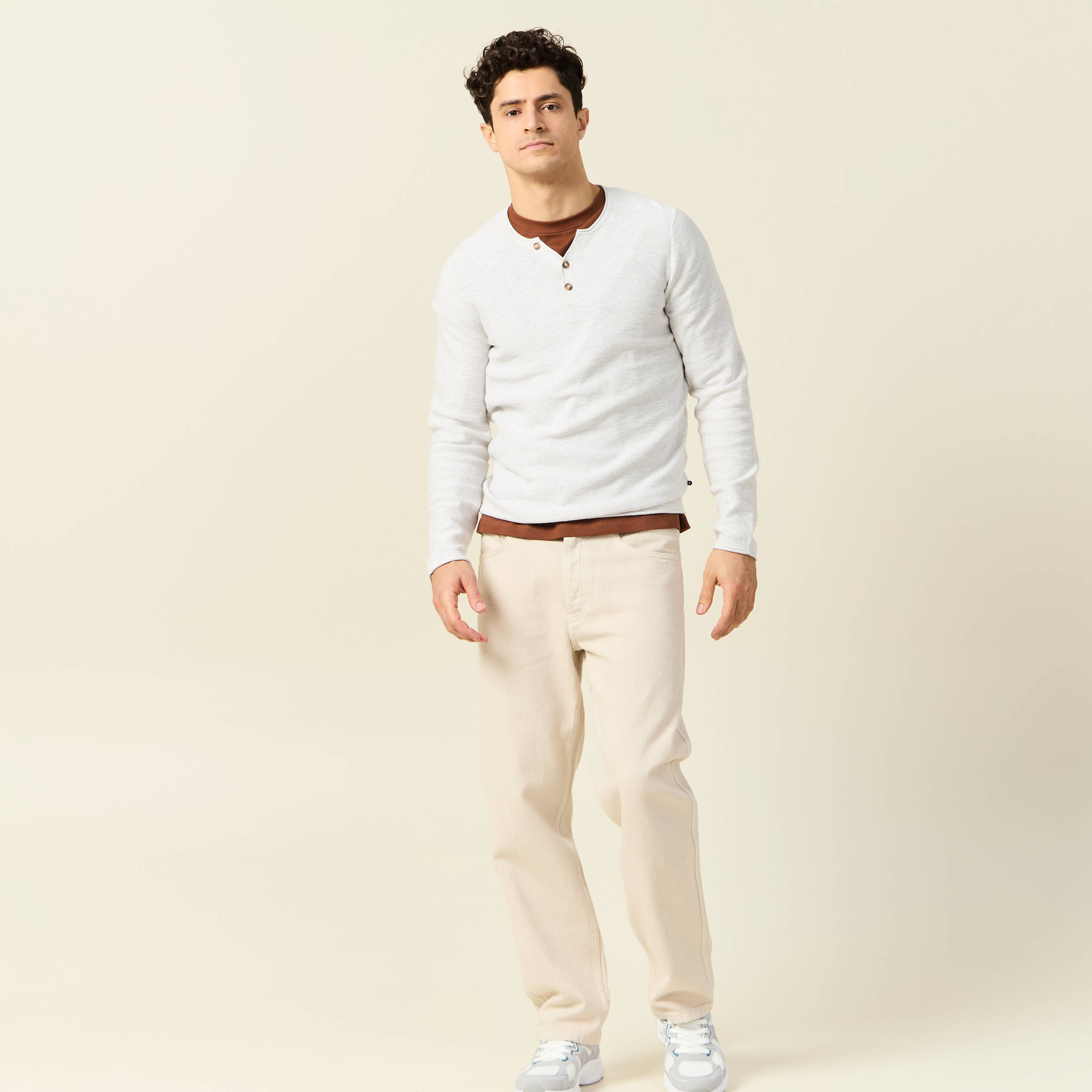 Pull manches longues ecru homme