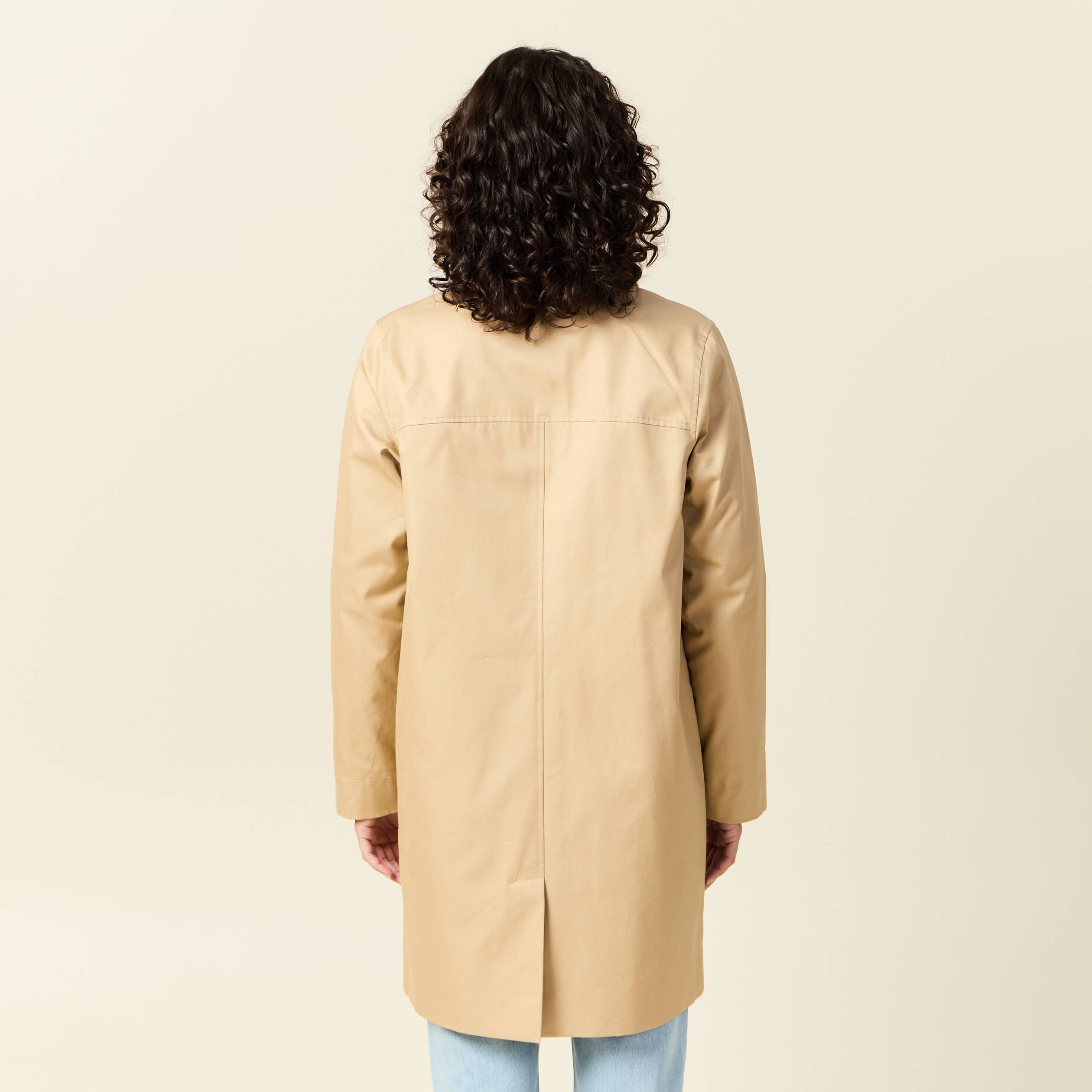 Trench long enduit beige femme