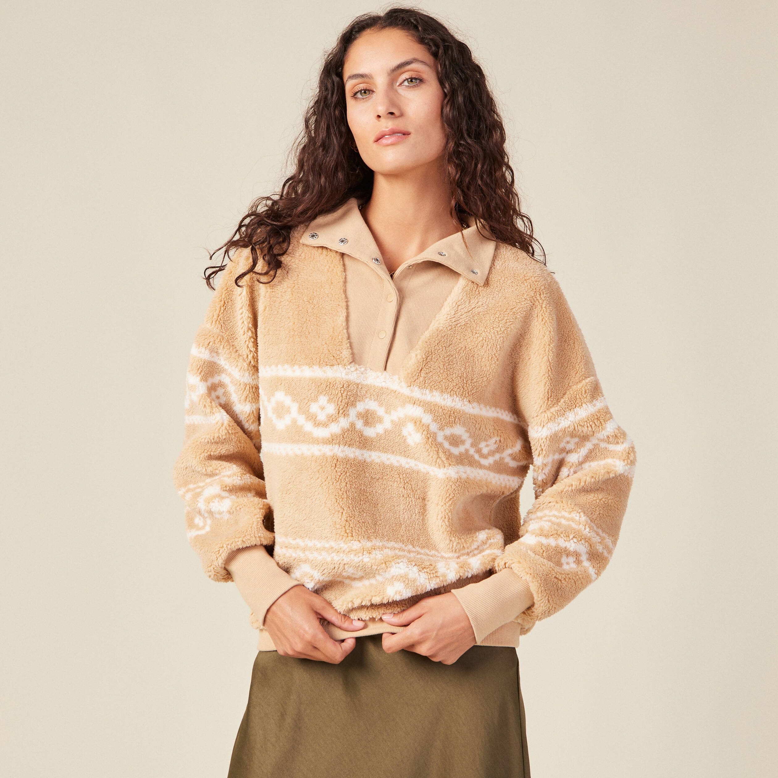 Sweat éco-responsable beige femme