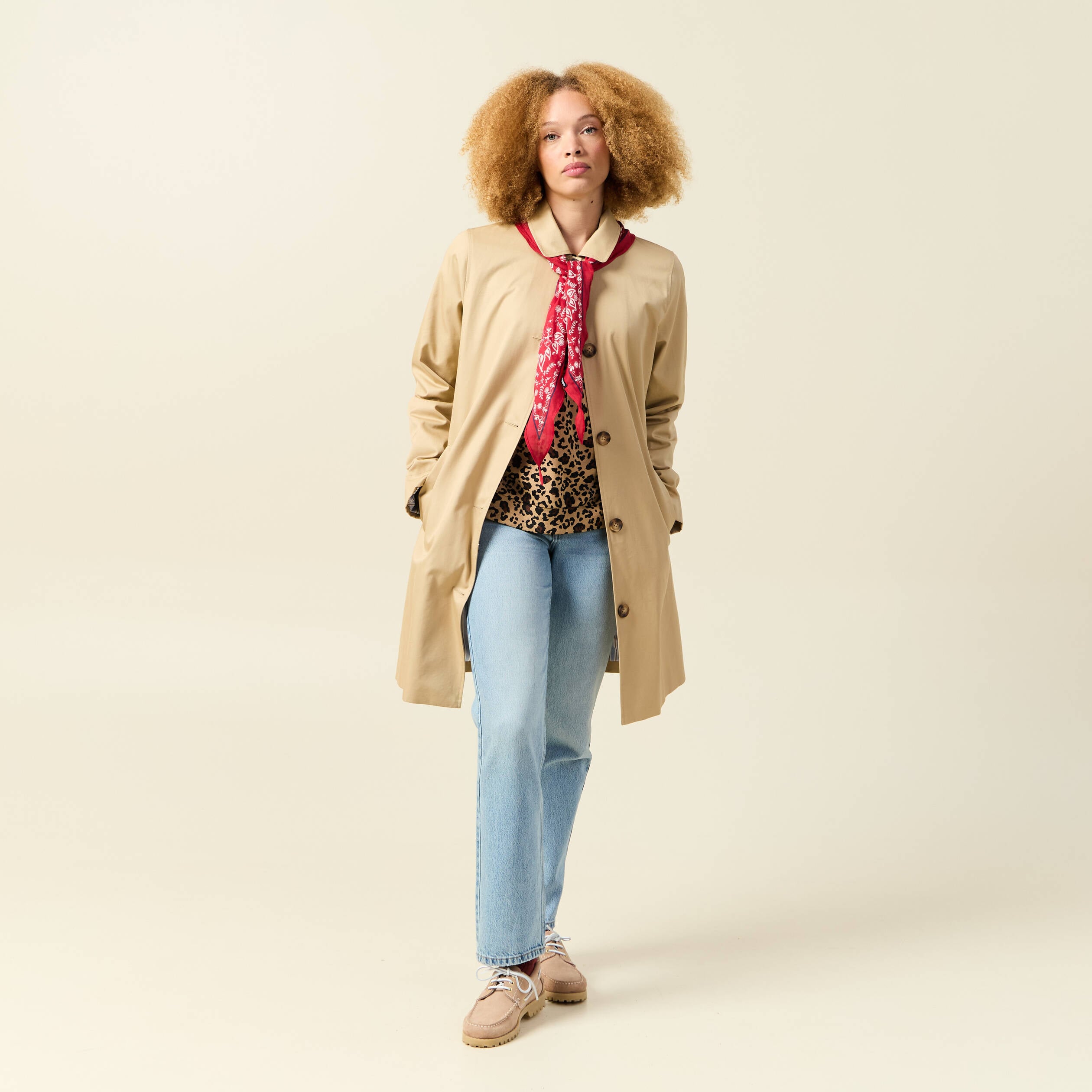 Sweat col rond manches longues beige femme