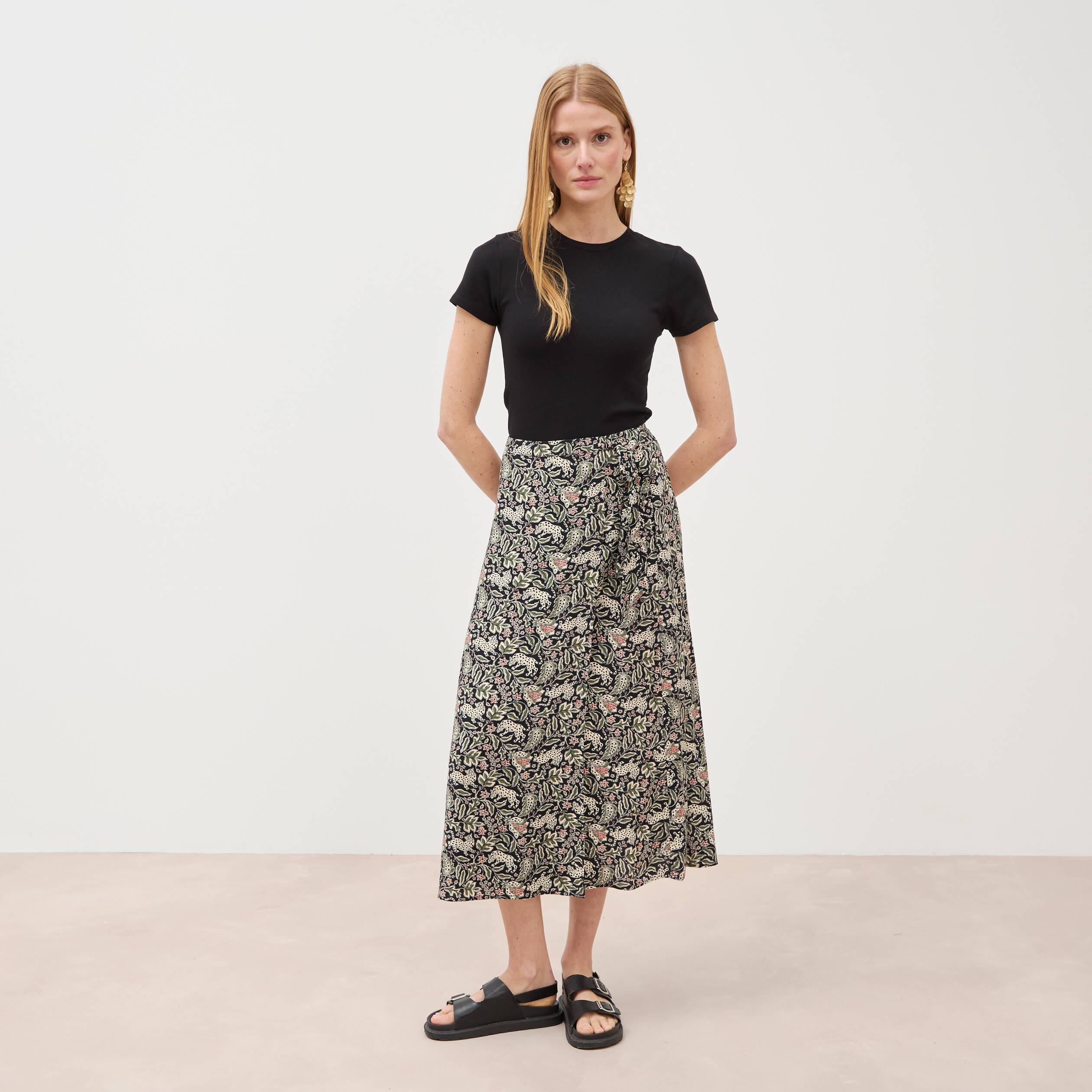 Jupe fluide noir femme