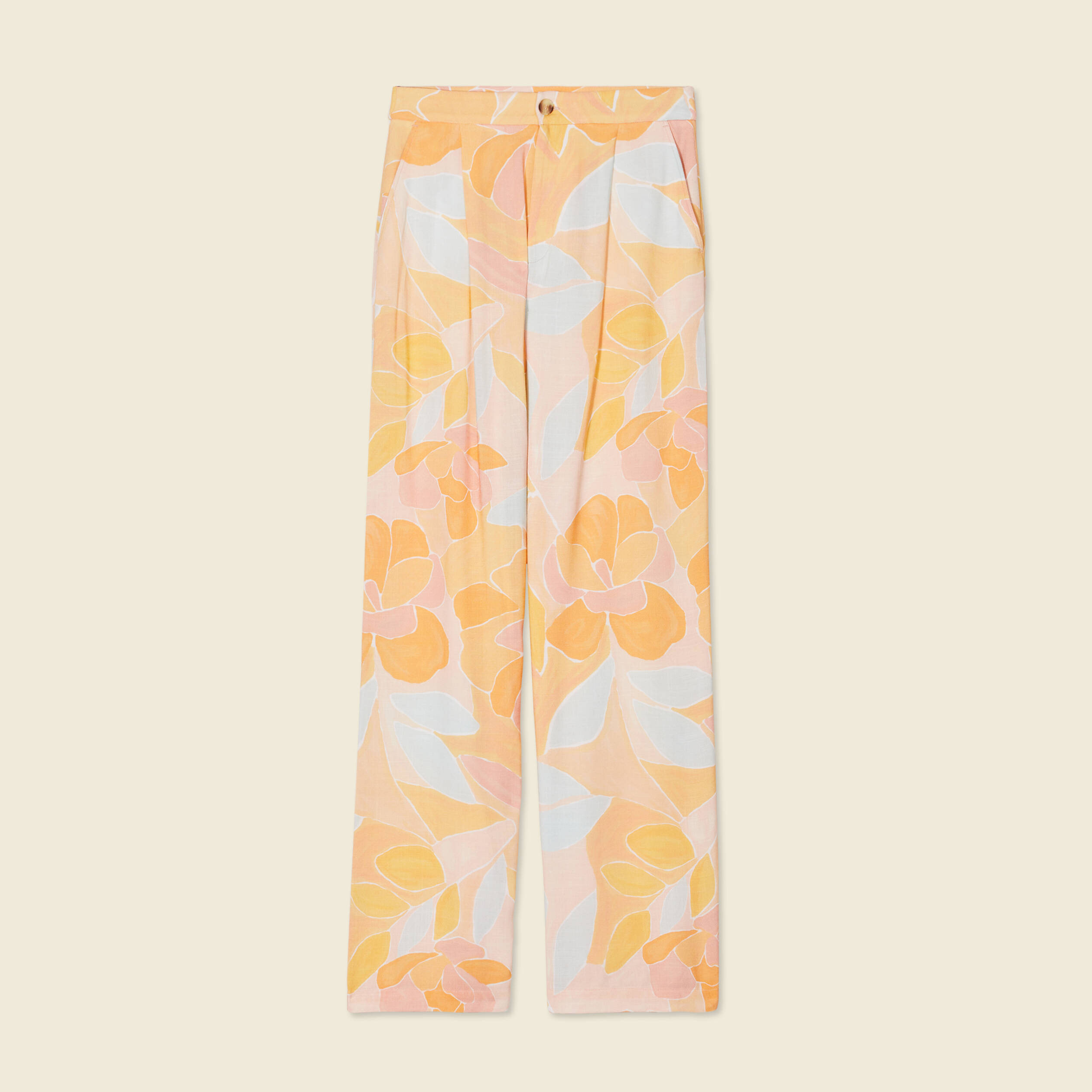 pantalon large fluide orange clair femme Pantalon large fluide orange clair femme