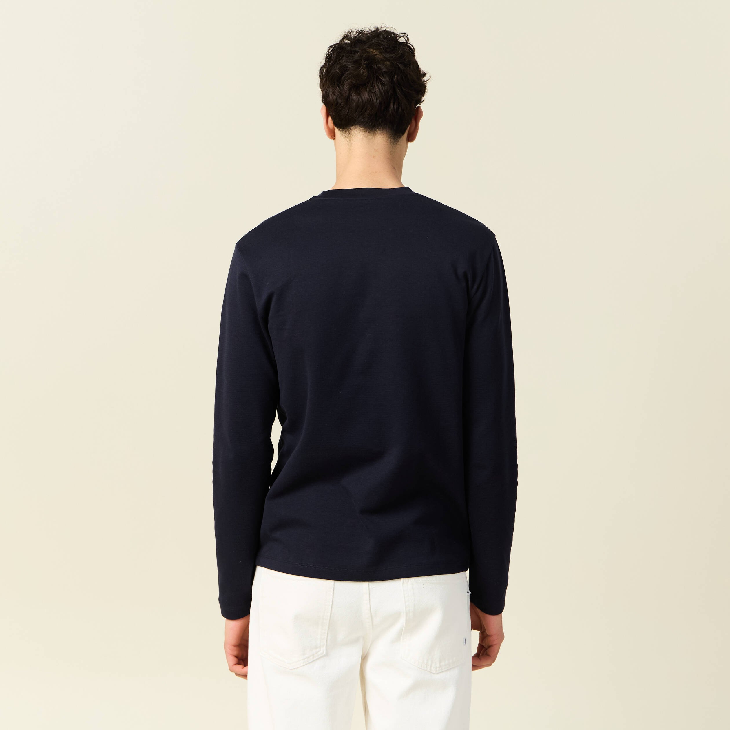 t shirt manches longues bleu marine homme T-shirt manches longues bleu marine homme