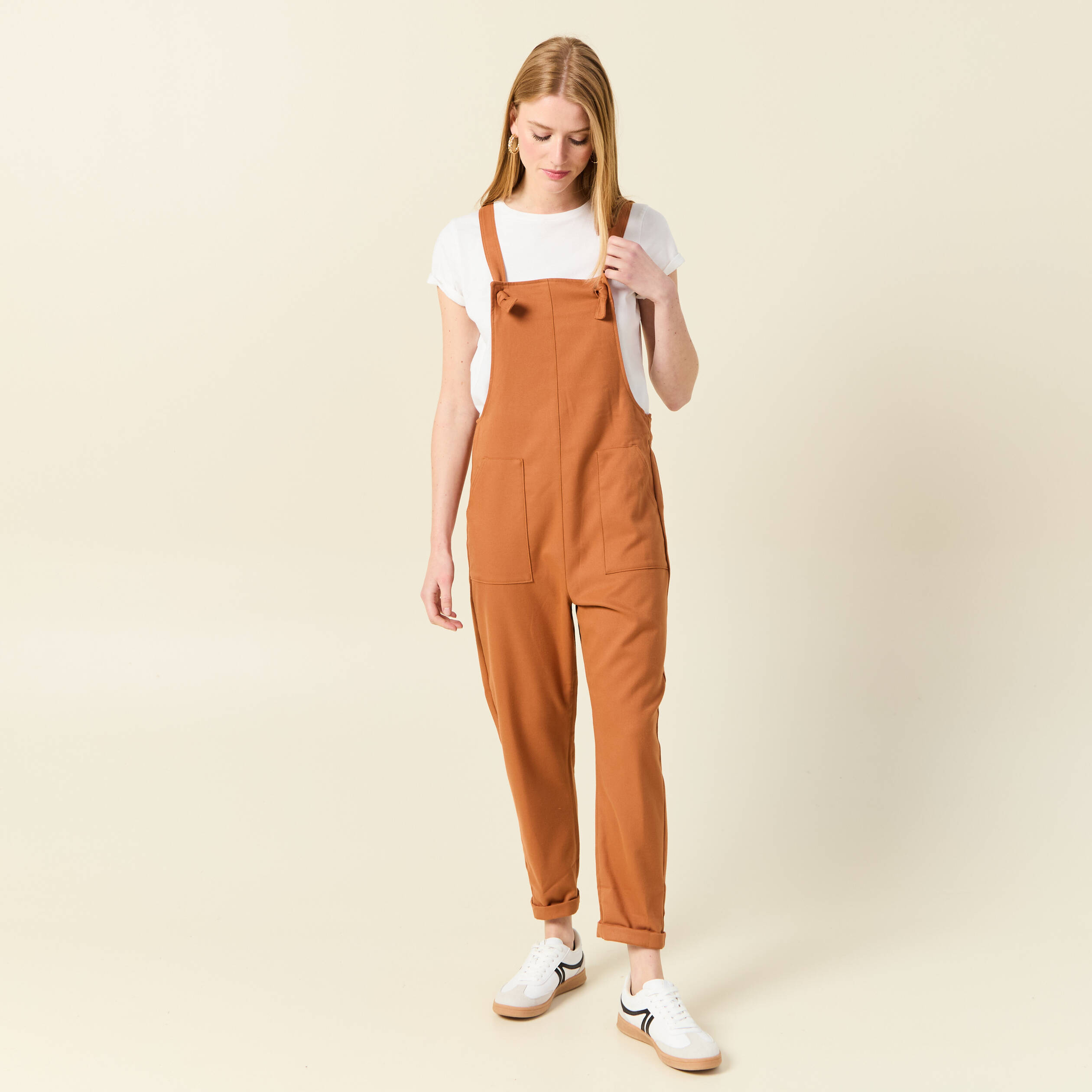 Salopette droite 7 8 me orange fonc femme