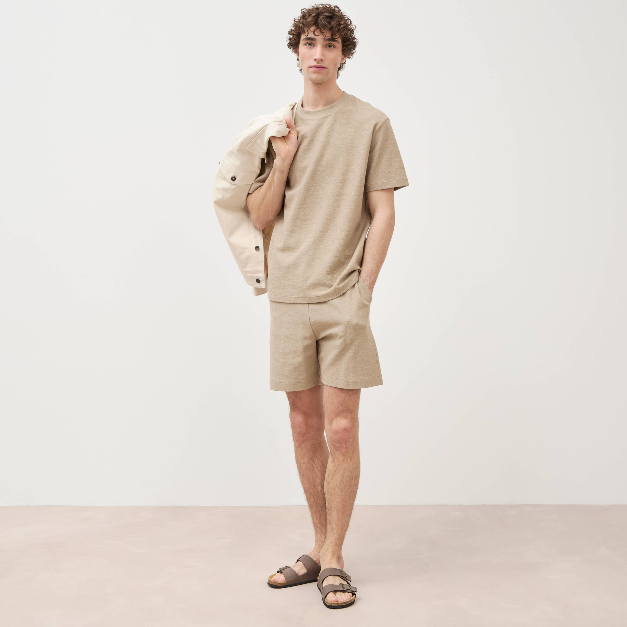 T-shirt manches courtes beige homme