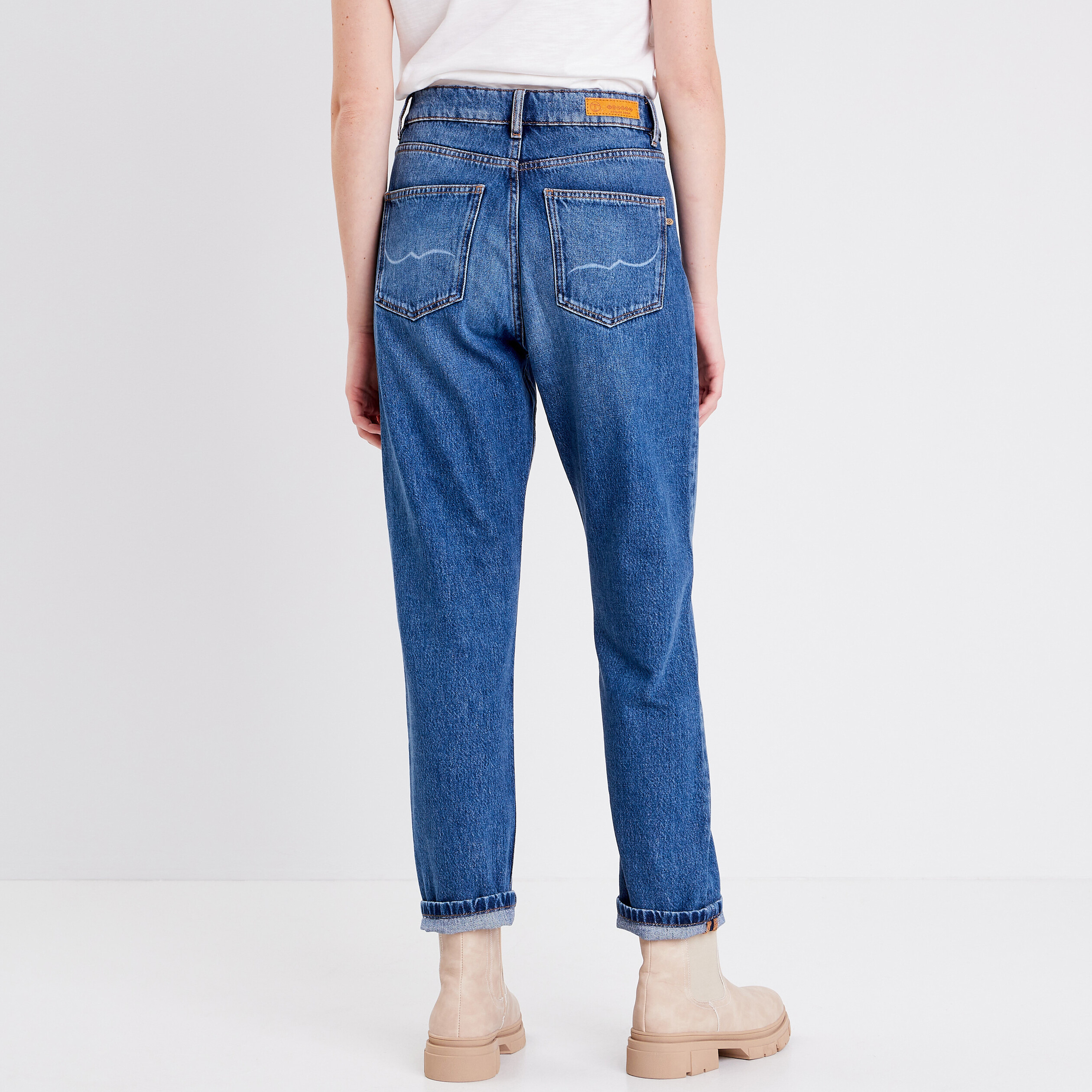 Jeans straight denim stone femme