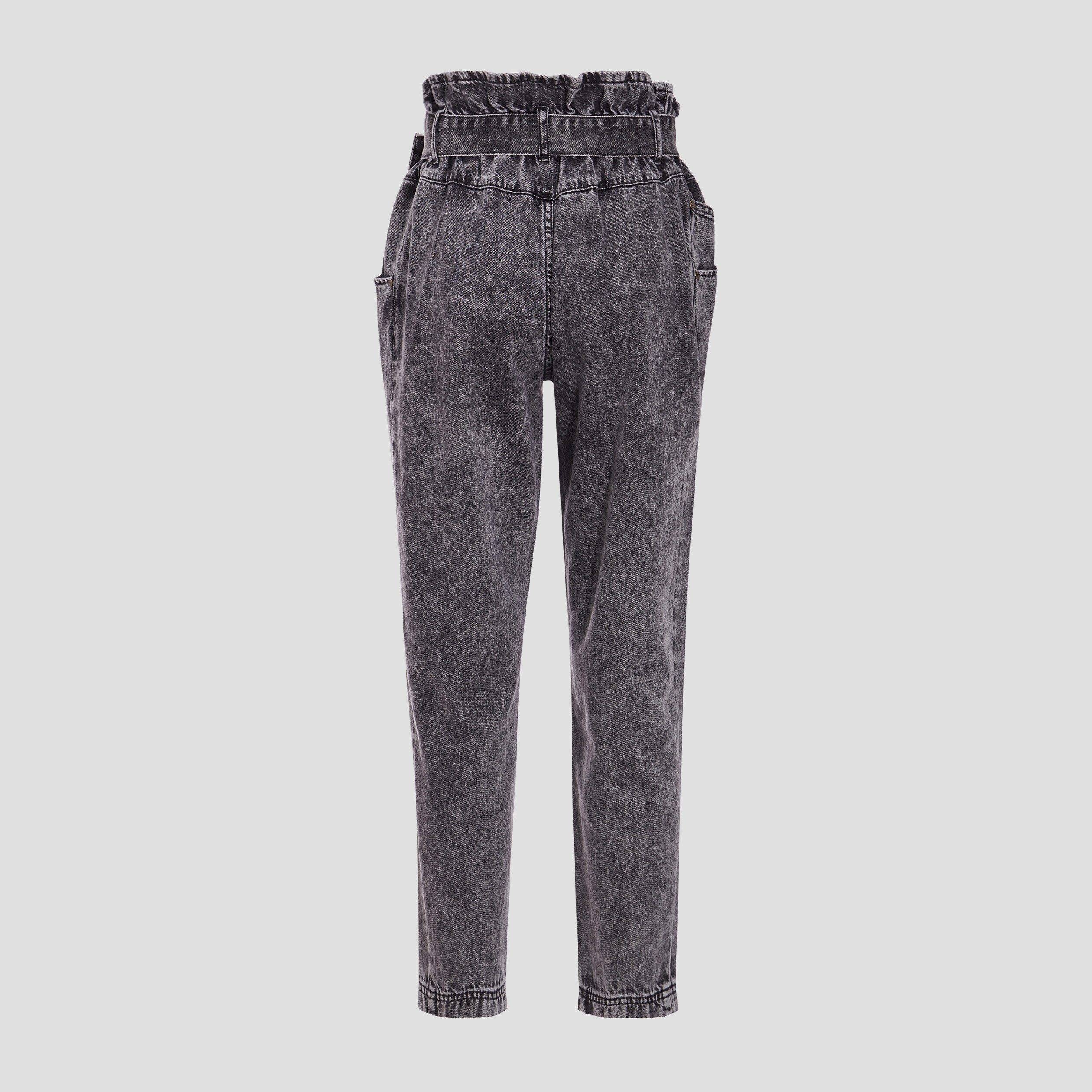 Jeans slouchy ceinturé denim snow noir femme