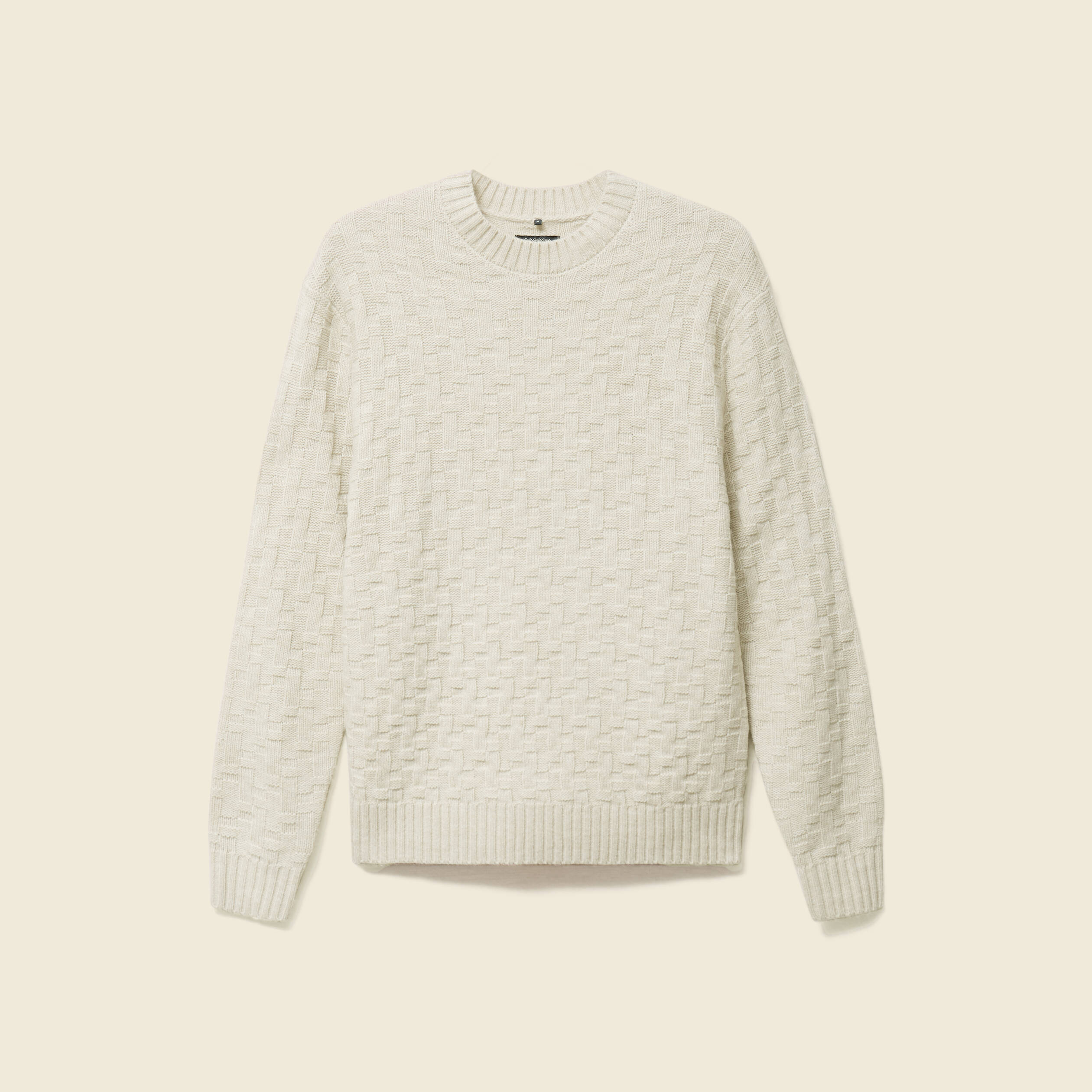 Pull manches longues col rond sable homme