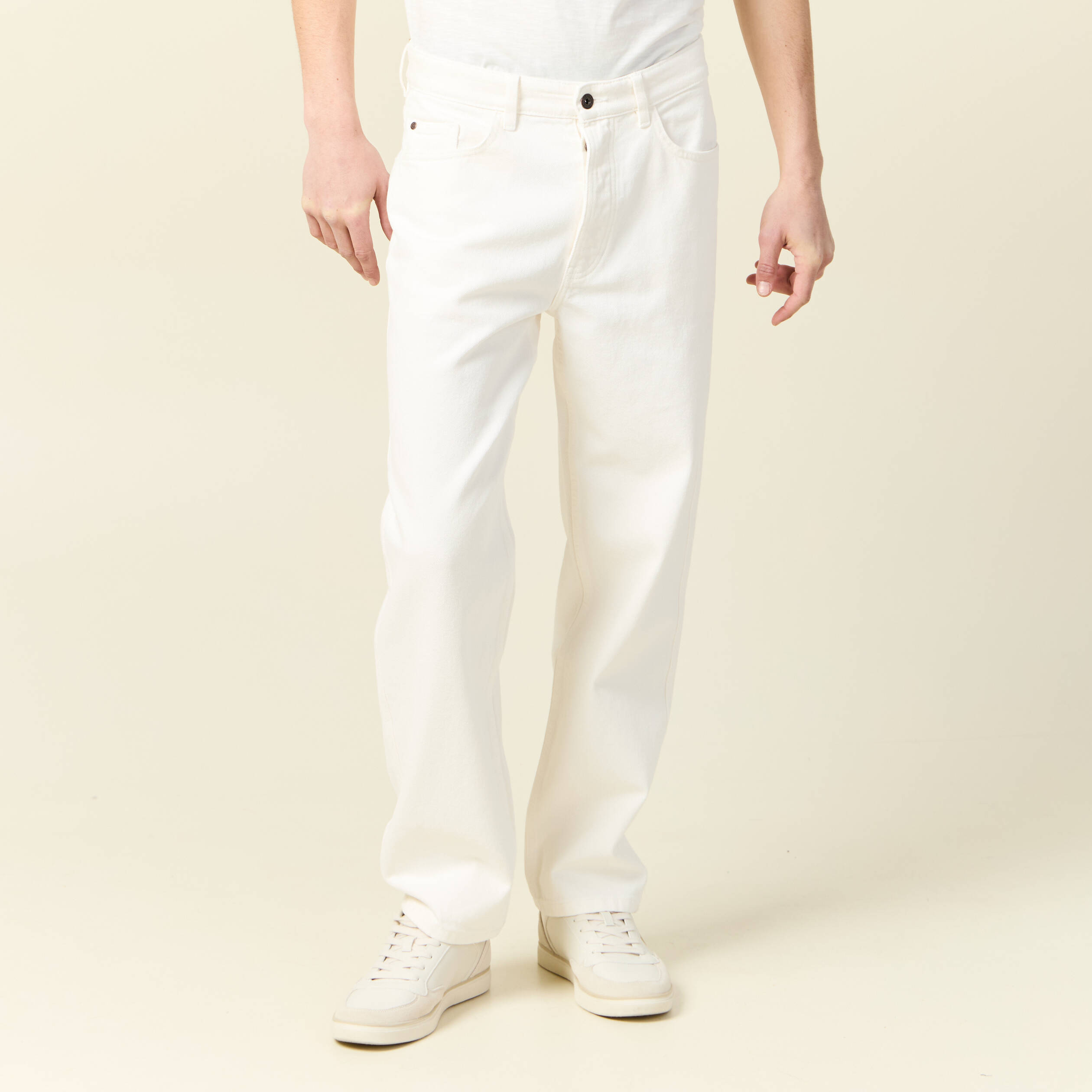 Jeans large relaxed denim blanc homme