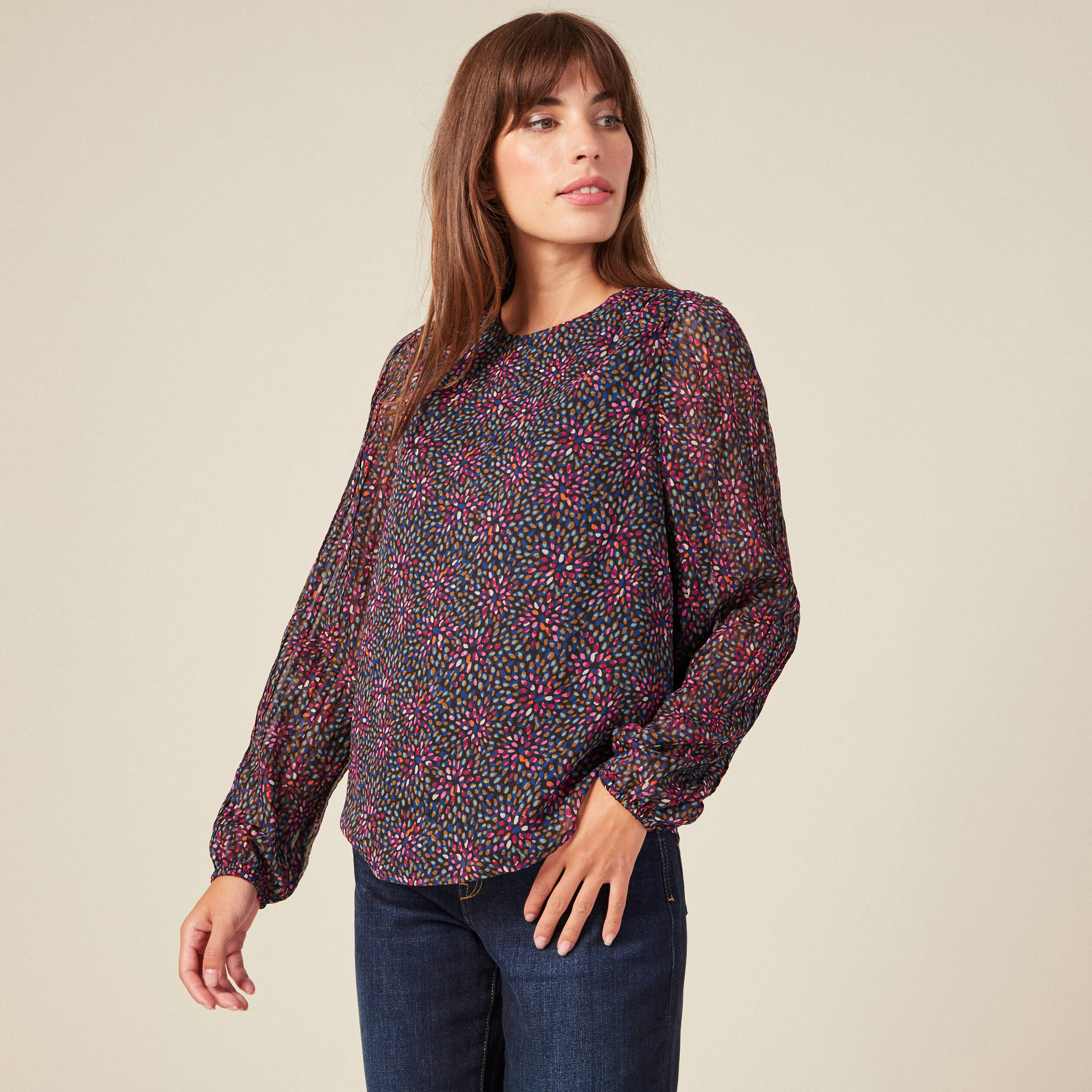 blouse eco responsable multicolore femme Blouse éco-responsable multicolore femme