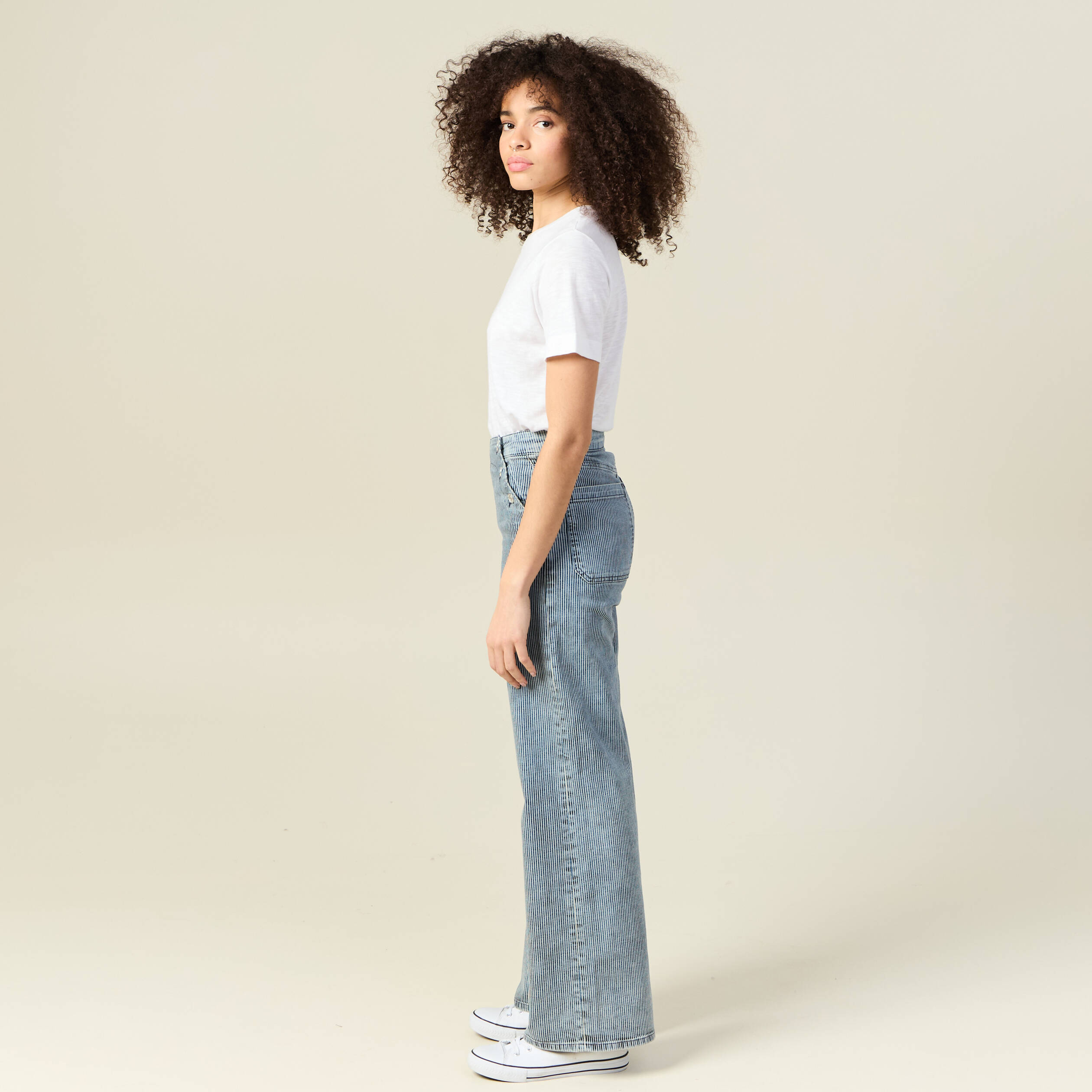 jeans large a pont denim used femme Jeans large à pont denim used femme
