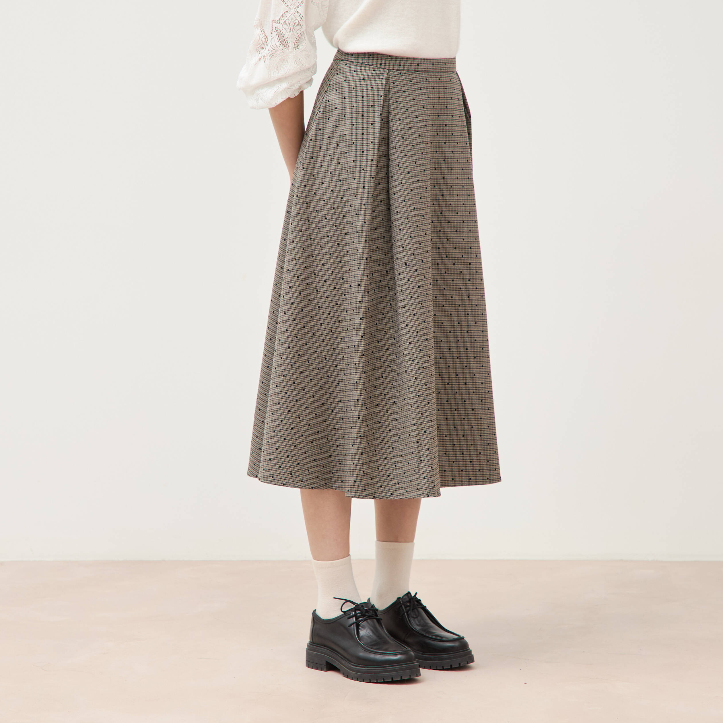 Jupe taille haute gris femme