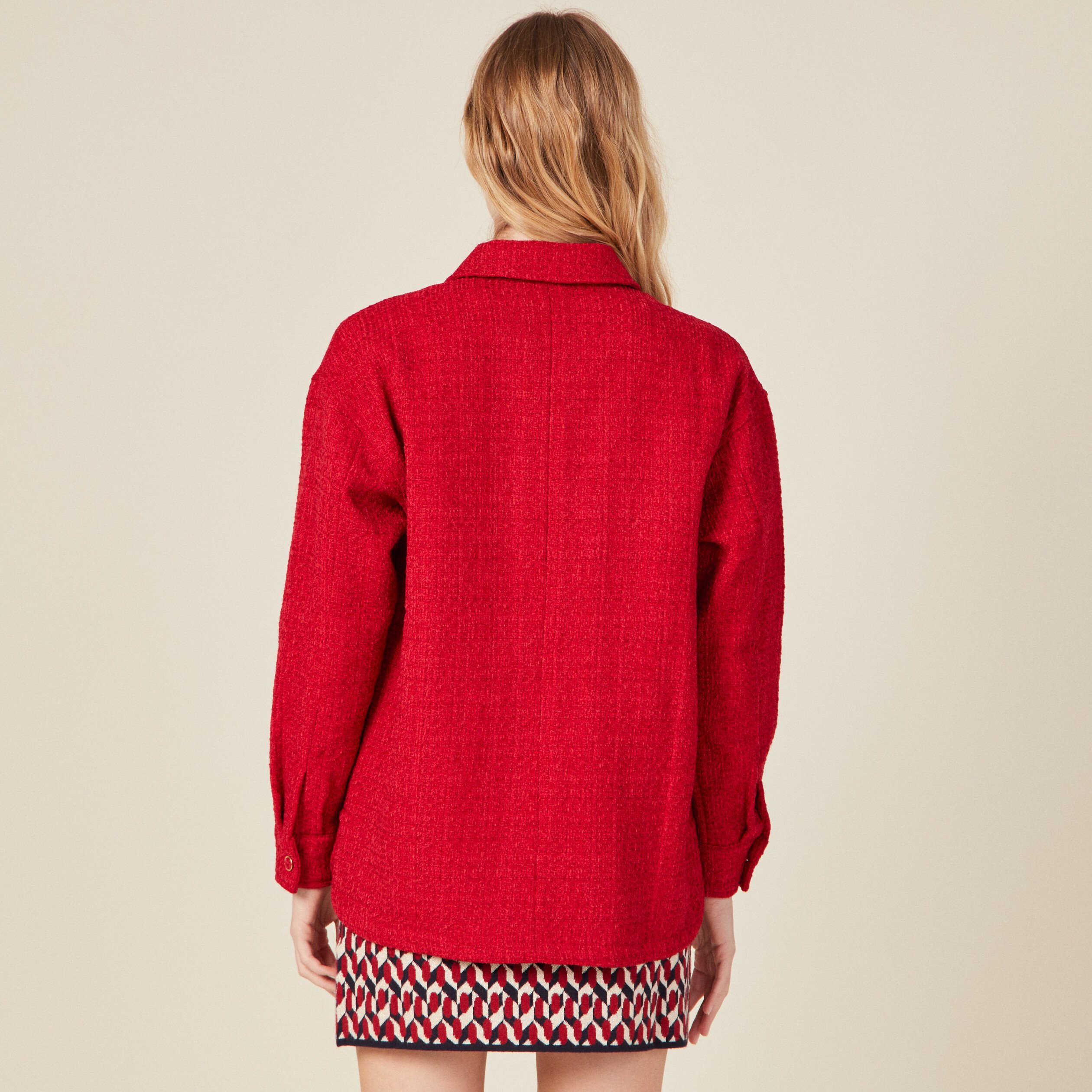 veste surchemise boutonnee rouge fonce femme Veste surchemise boutonnée rouge foncé femme