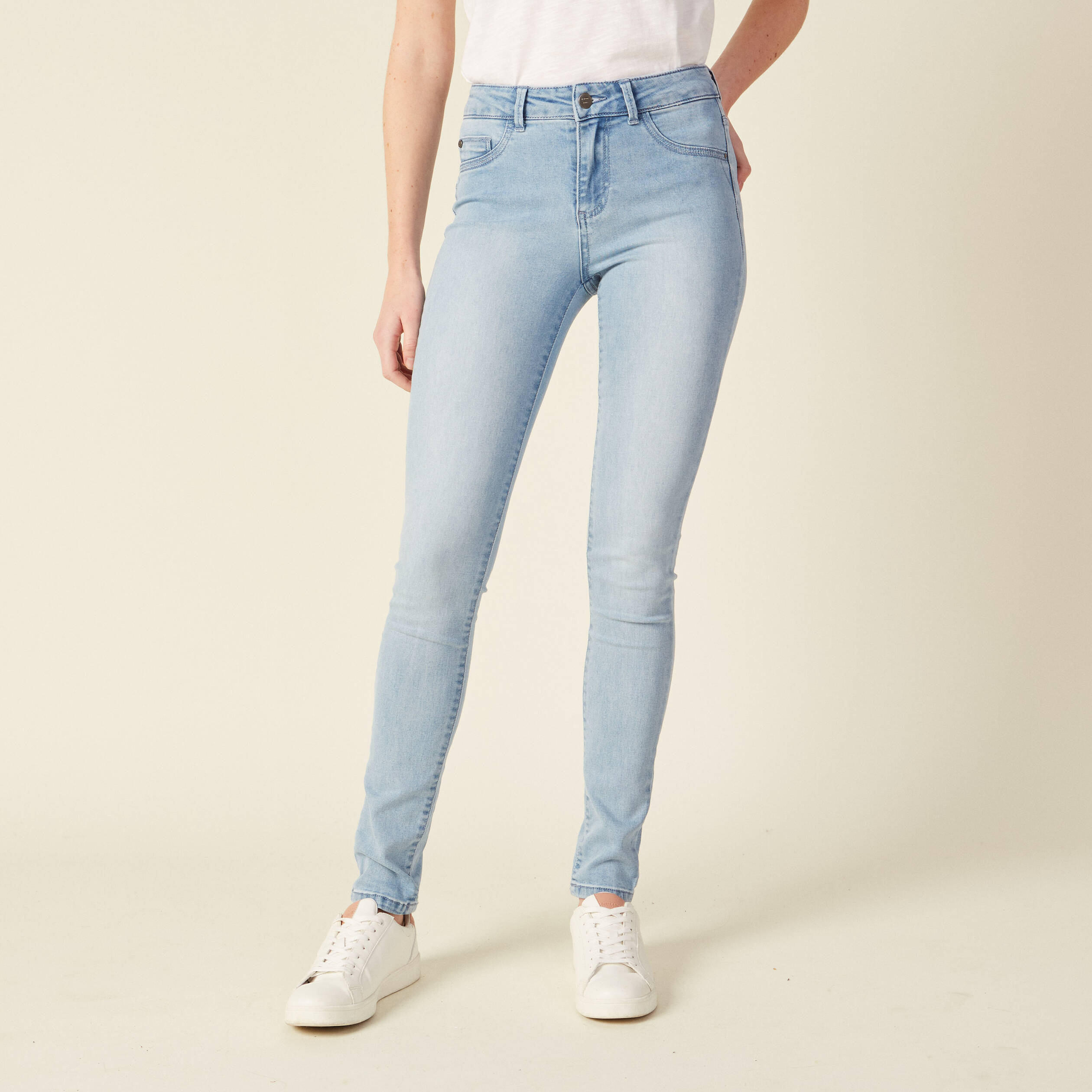 Jeans Lou - jegging denim bleach femme