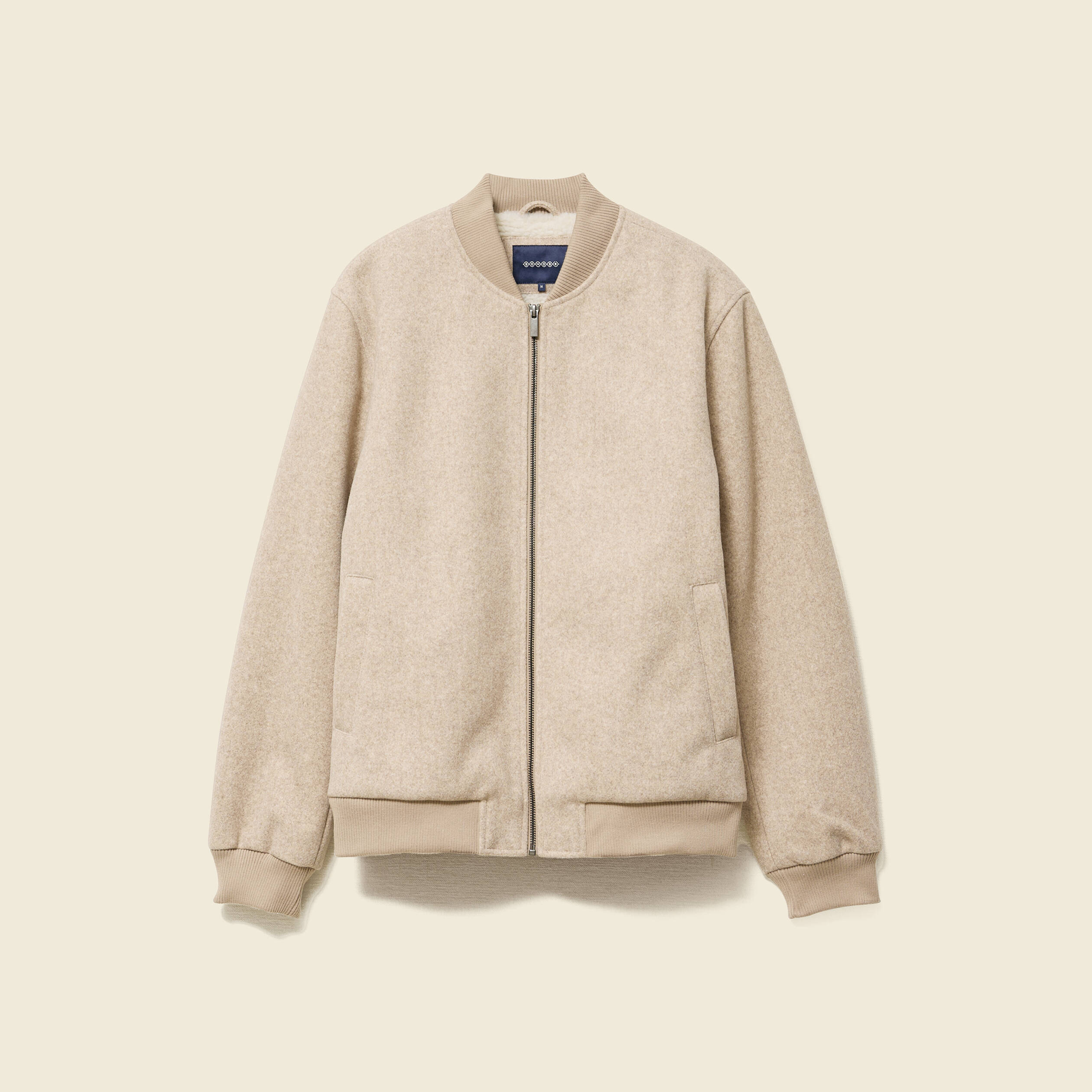 Blouson doubl&eacute; manches longues beige homme