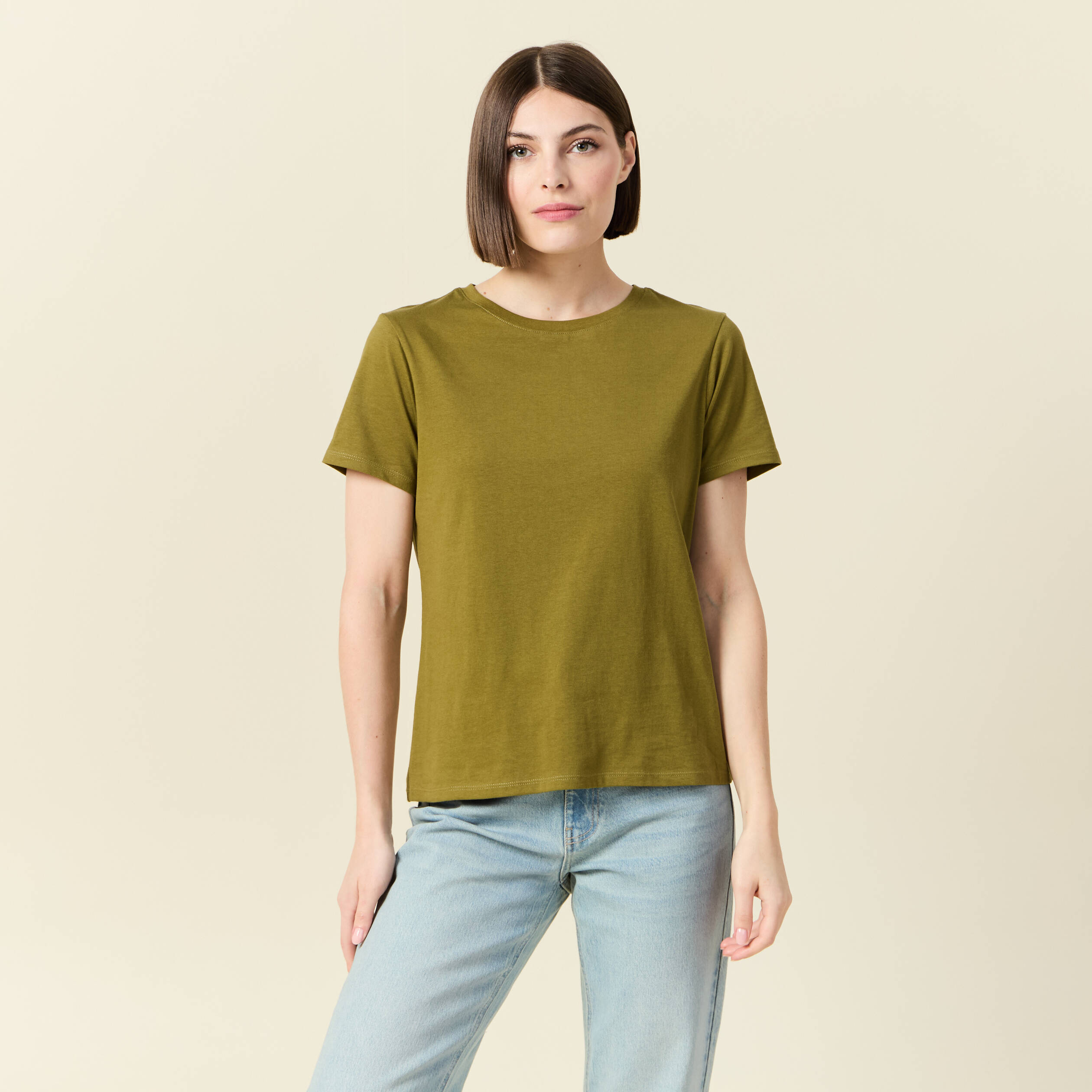t shirt manches courtes vert kaki femme T-shirt manches courtes vert kaki femme