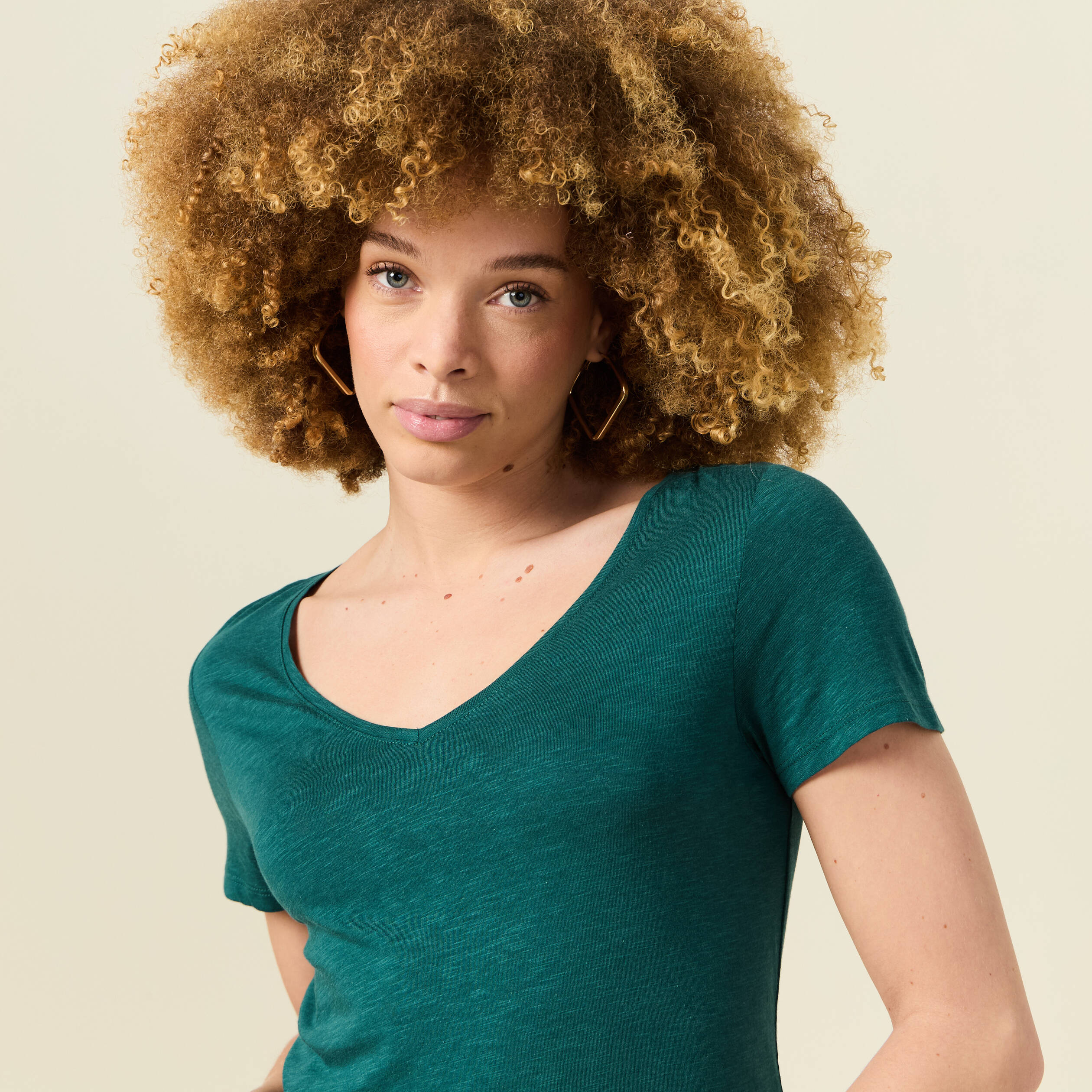 t shirt manches courtes vert canard femme T-shirt manches courtes vert canard femme
