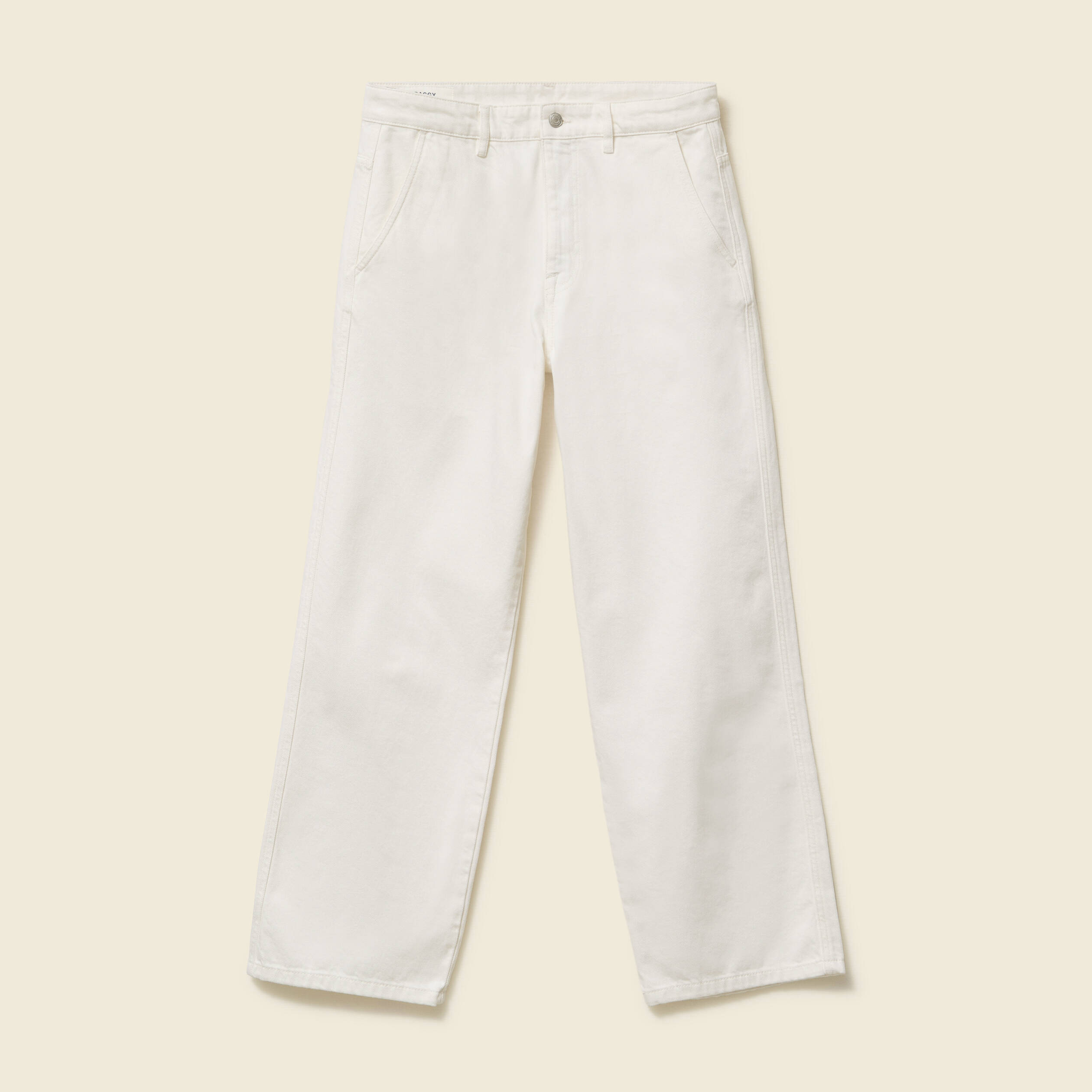 Jeans loose longueur 32 en coton denim blanc homme