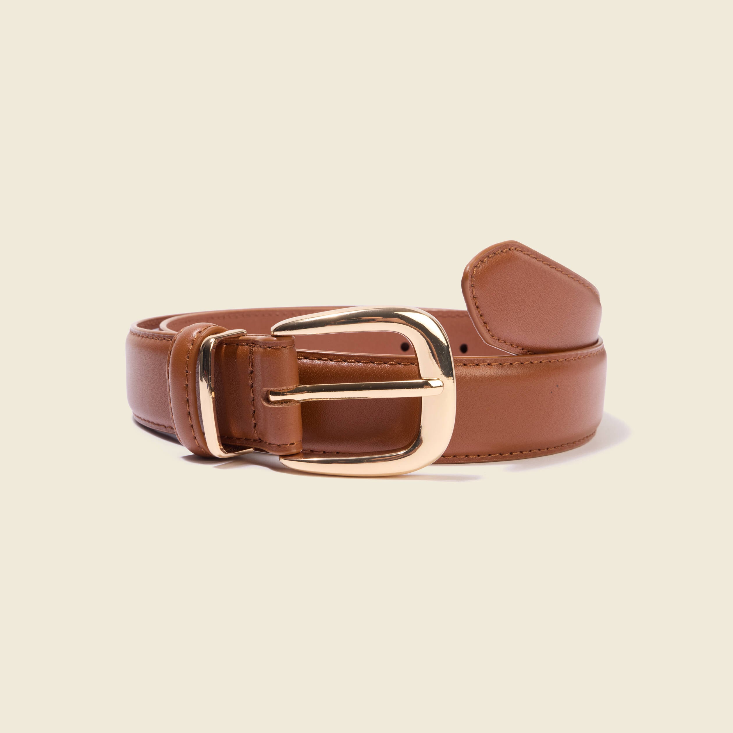 Ceinture fine en cuir marron femme
