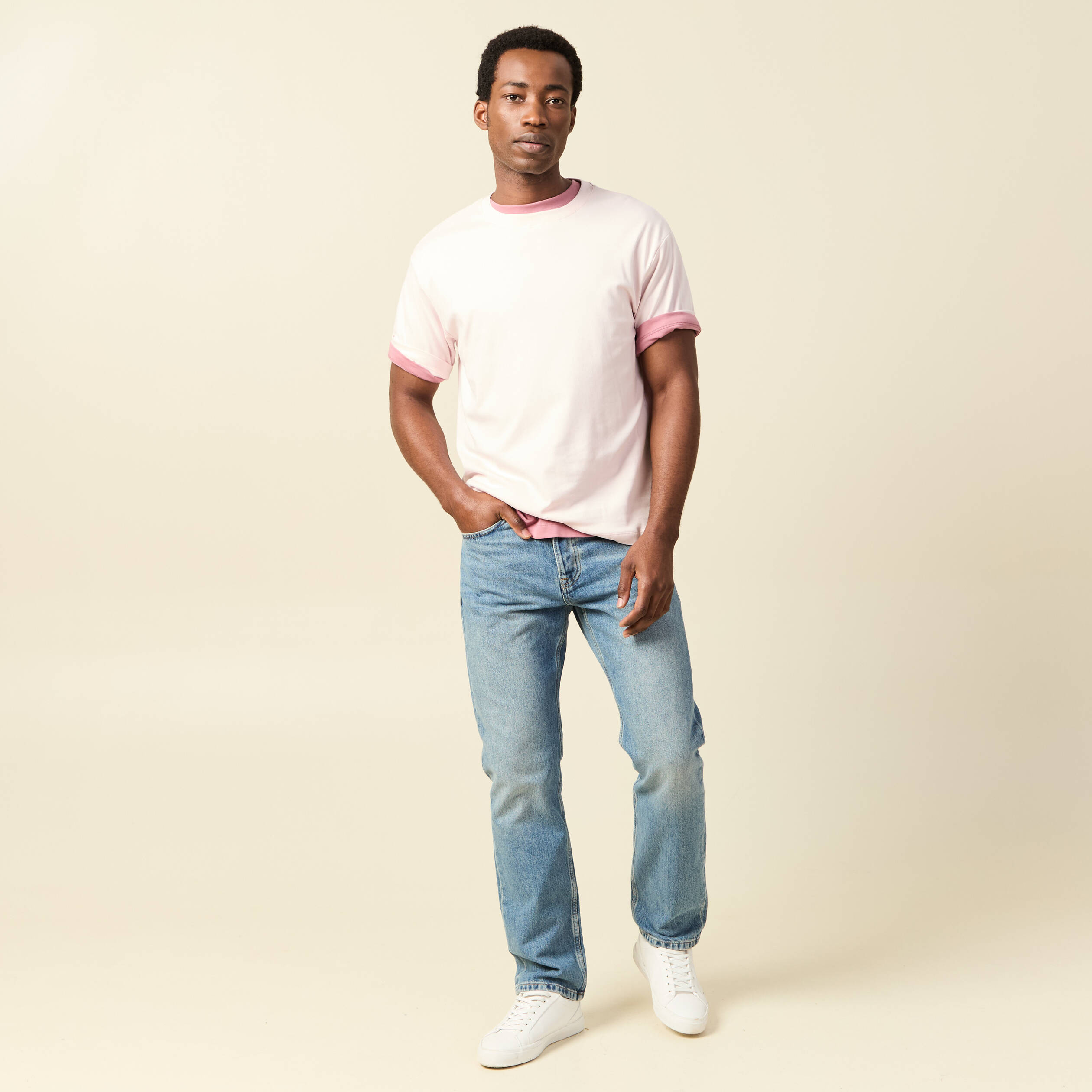 T-shirt manches courtes rose clair homme