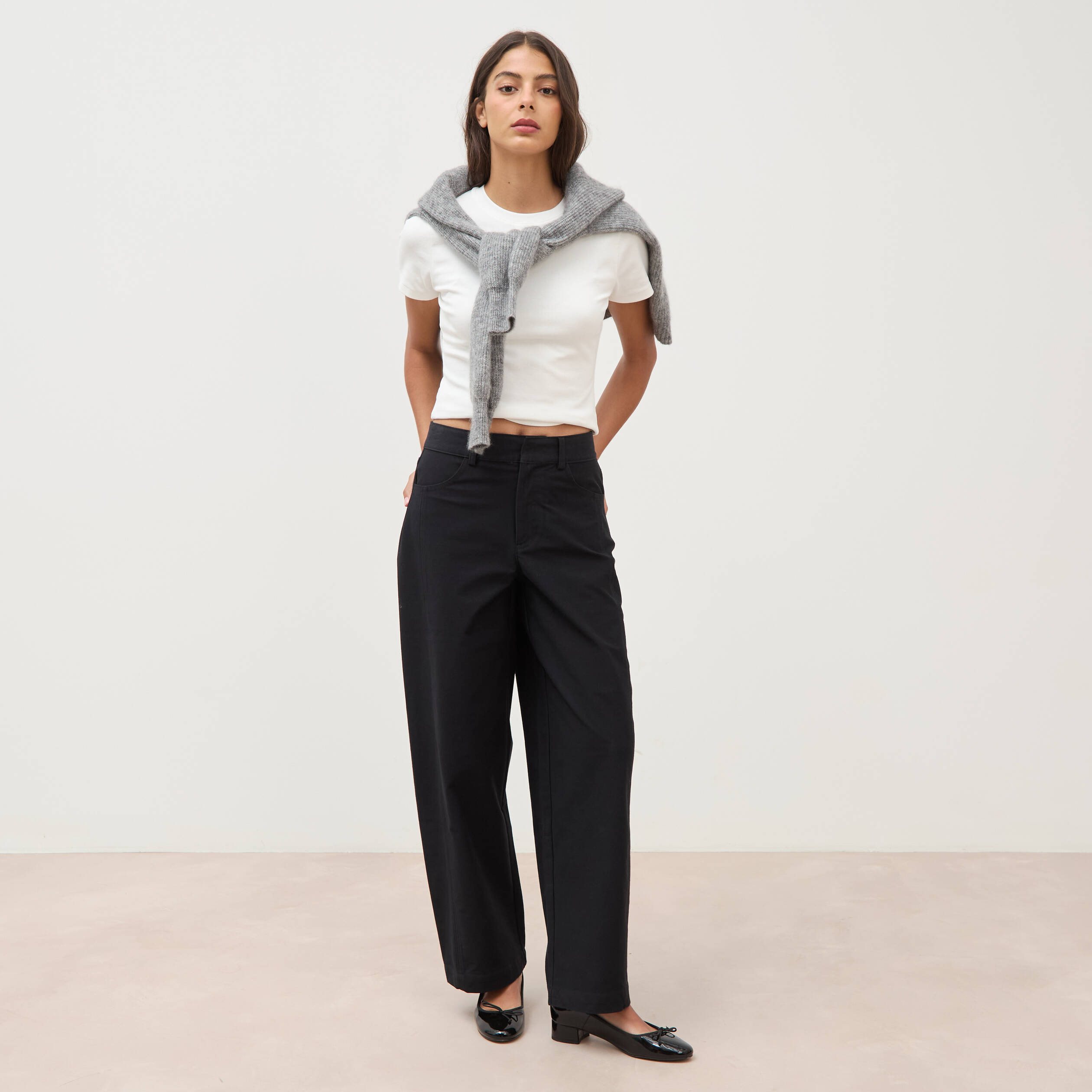 Pantalon coupe regular noir femme