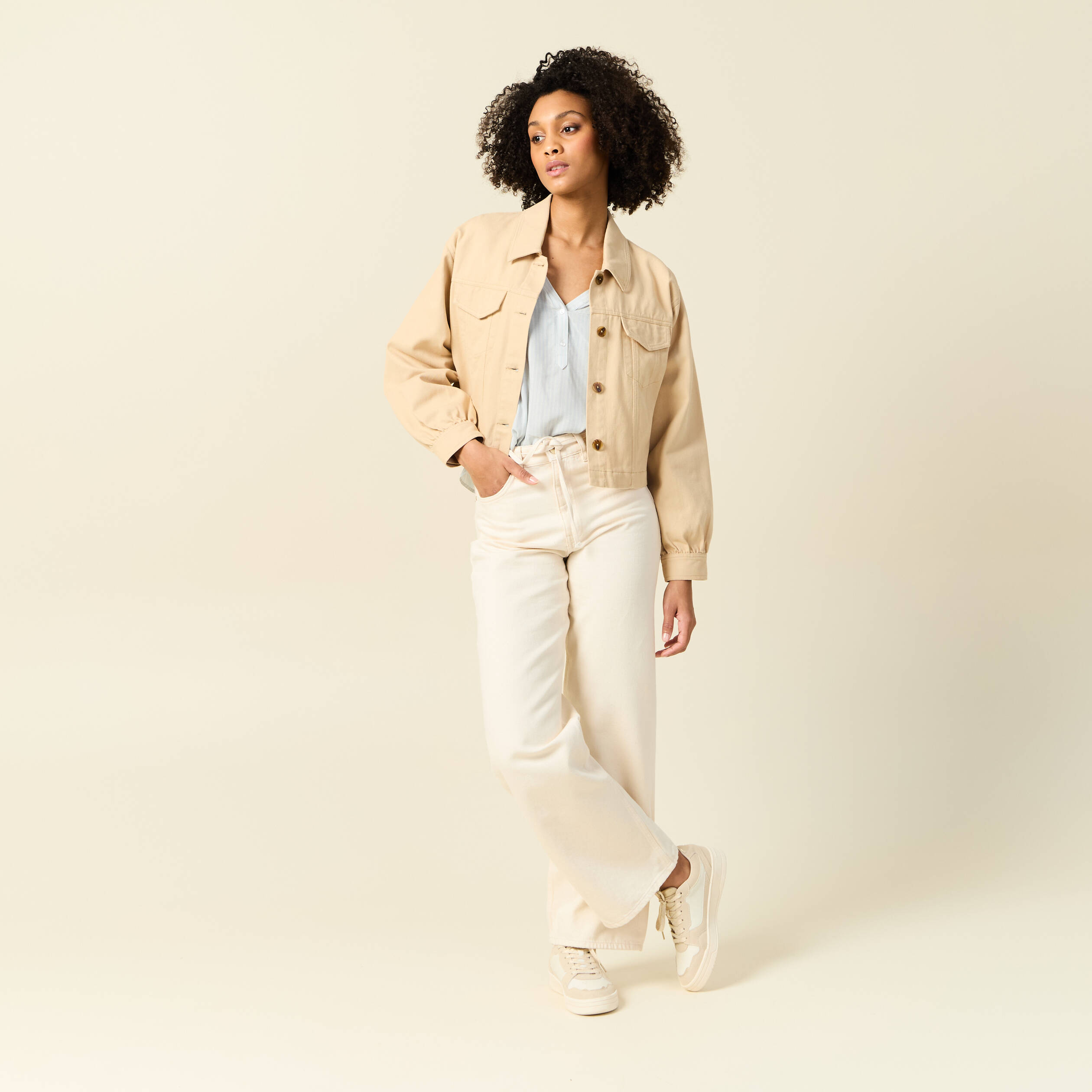 blouson boutonne beige femme Blouson boutonné beige femme