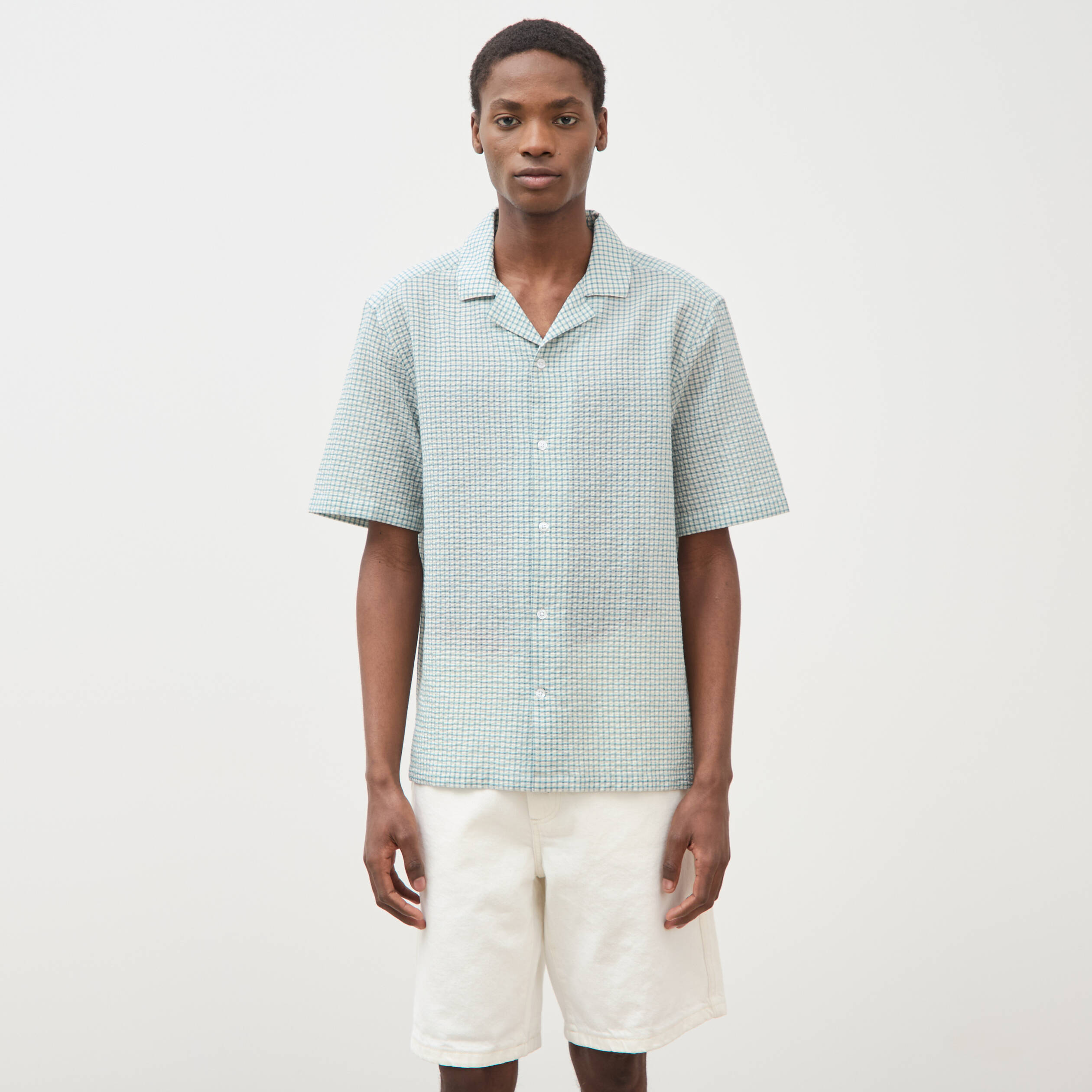 Chemise boyfriend manches courtes vert clair homme