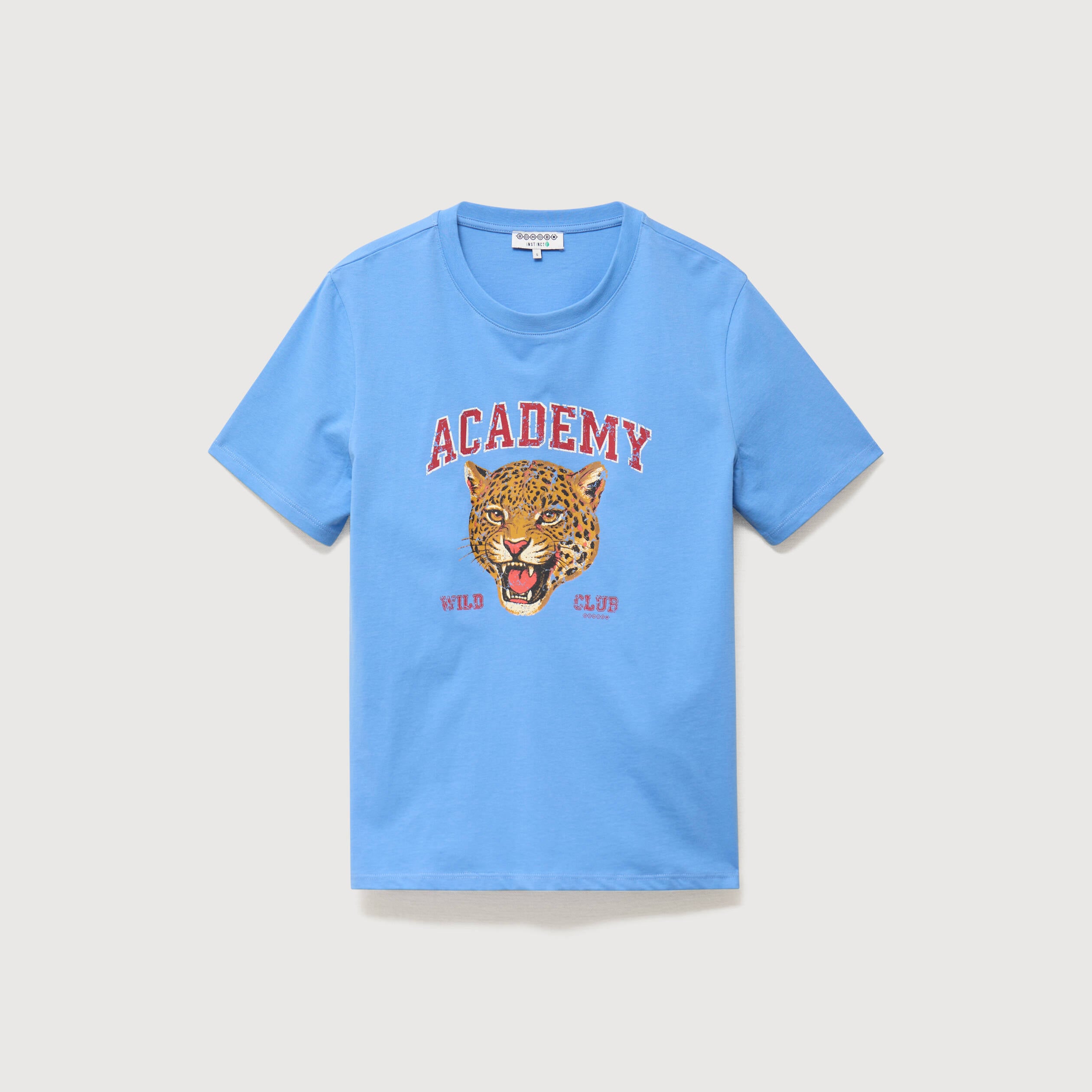 T-shirt droit col rond manches courtes bleu clair femme