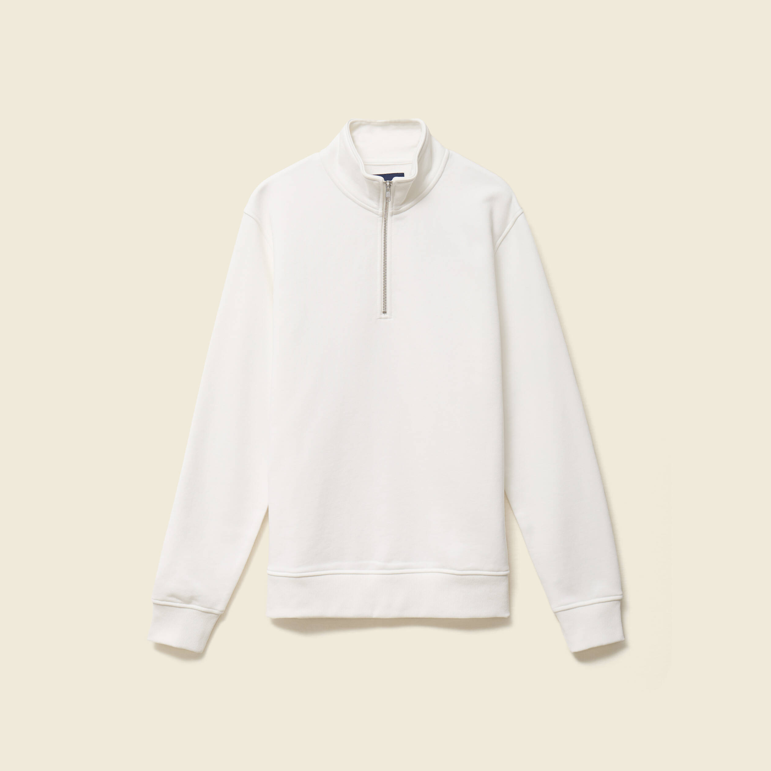 Sweat col montant manches longues ecru homme