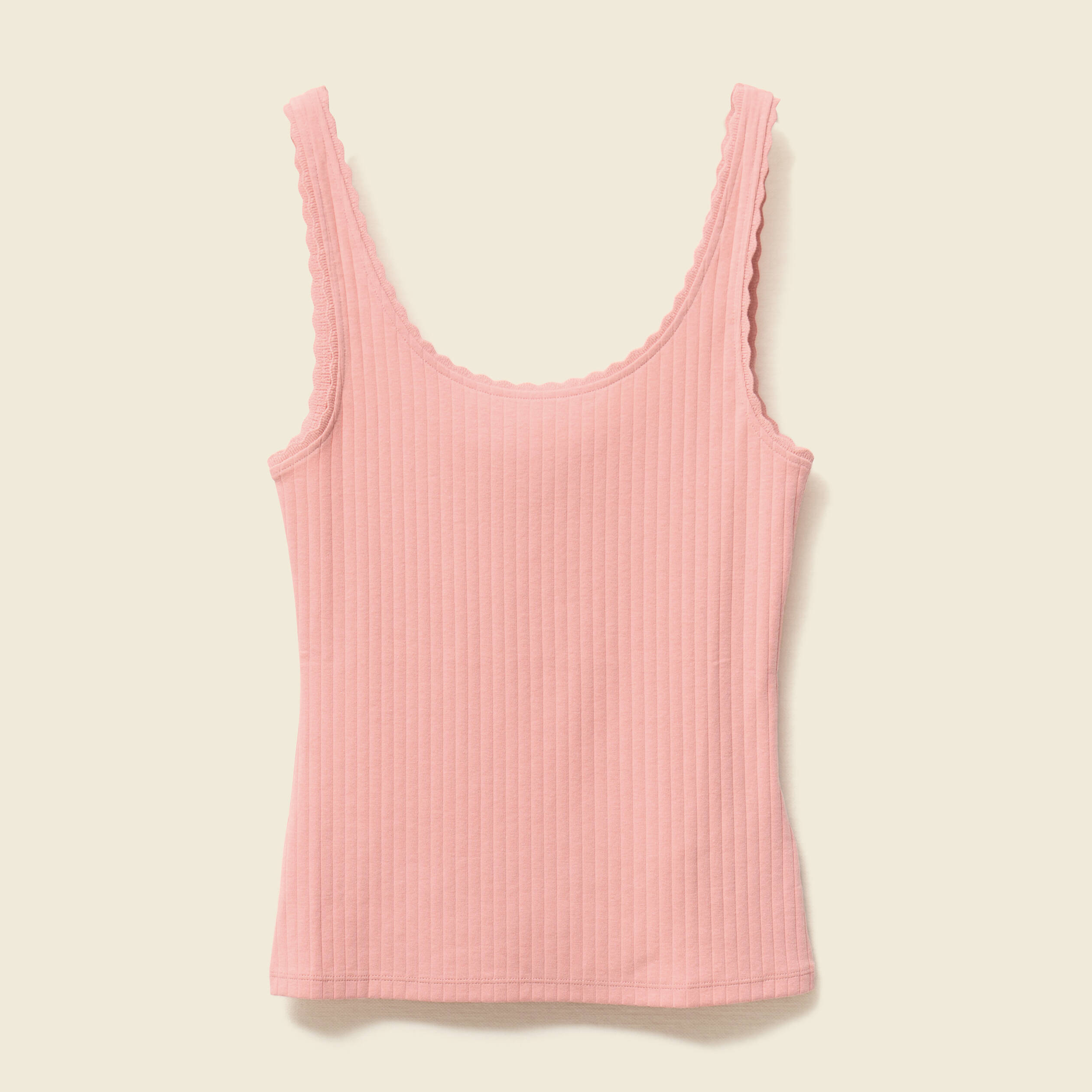 debardeur sans manches cotele rose saumon femme Débardeur sans manches côtelé rose saumon femme