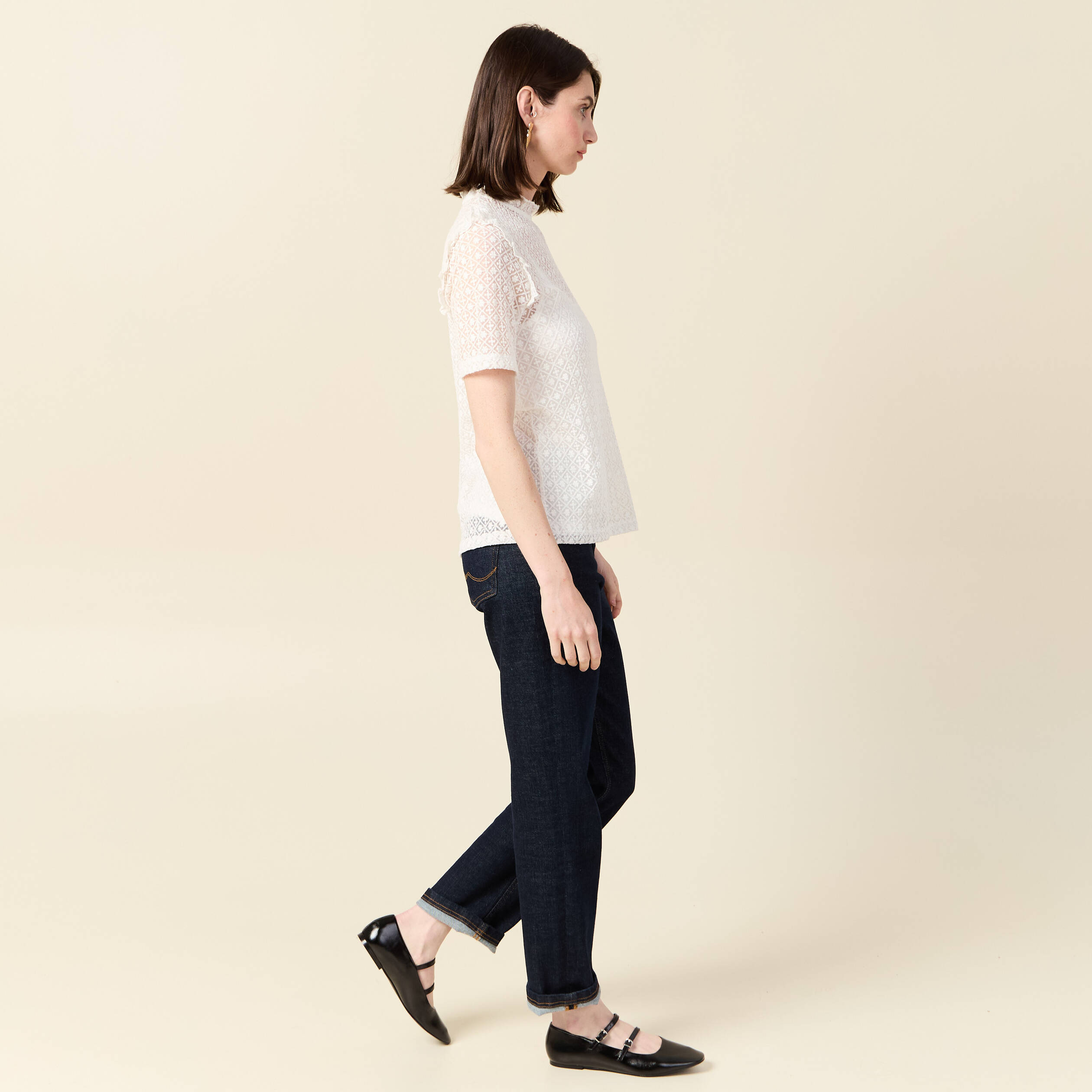 t shirt manches courtes ecru femme T-shirt manches courtes ecru femme