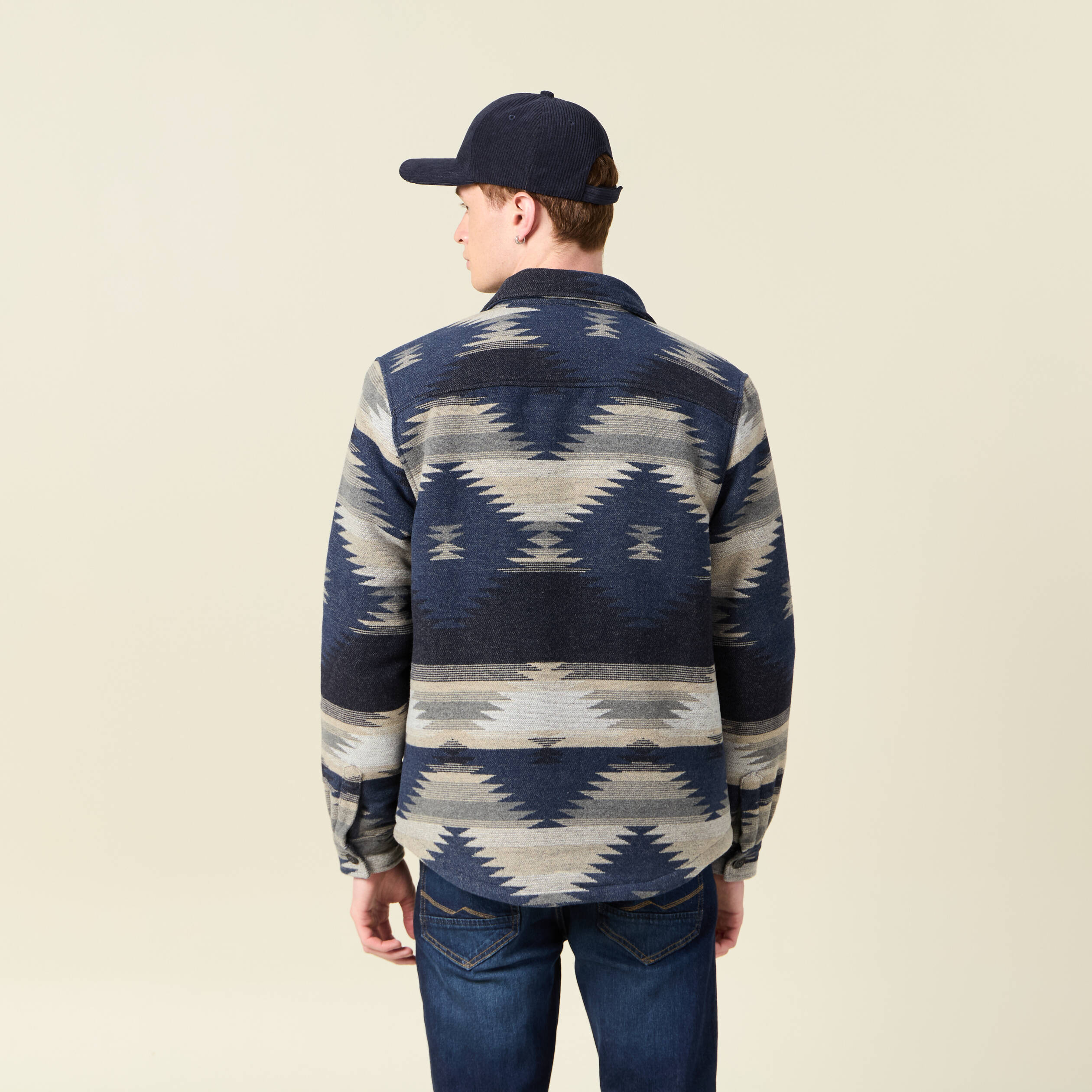 Veste surchemise droite bleu marine homme