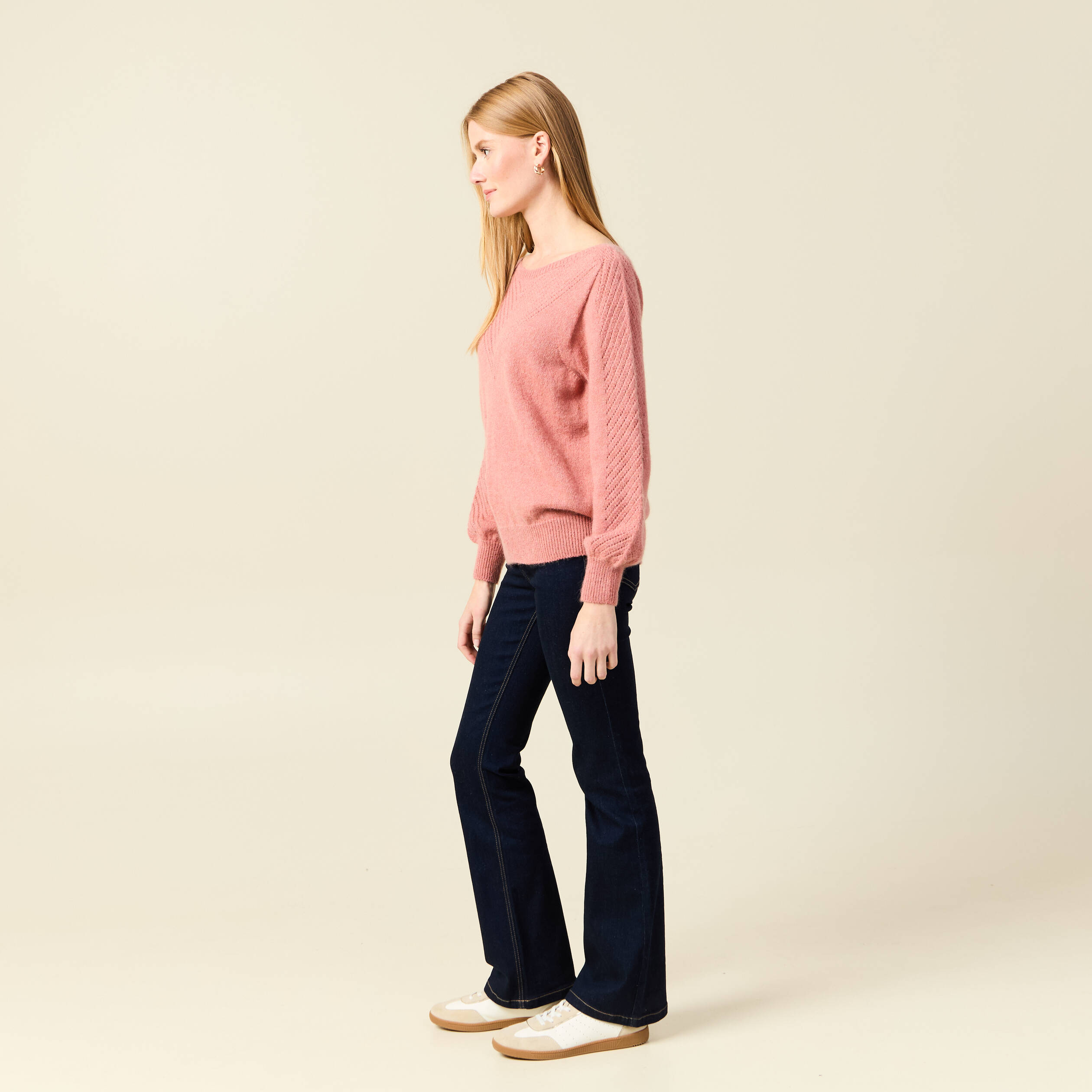 pull manches longues fabrique en france rose pastel femme Pull manches longues fabriqué en France rose pastel femme