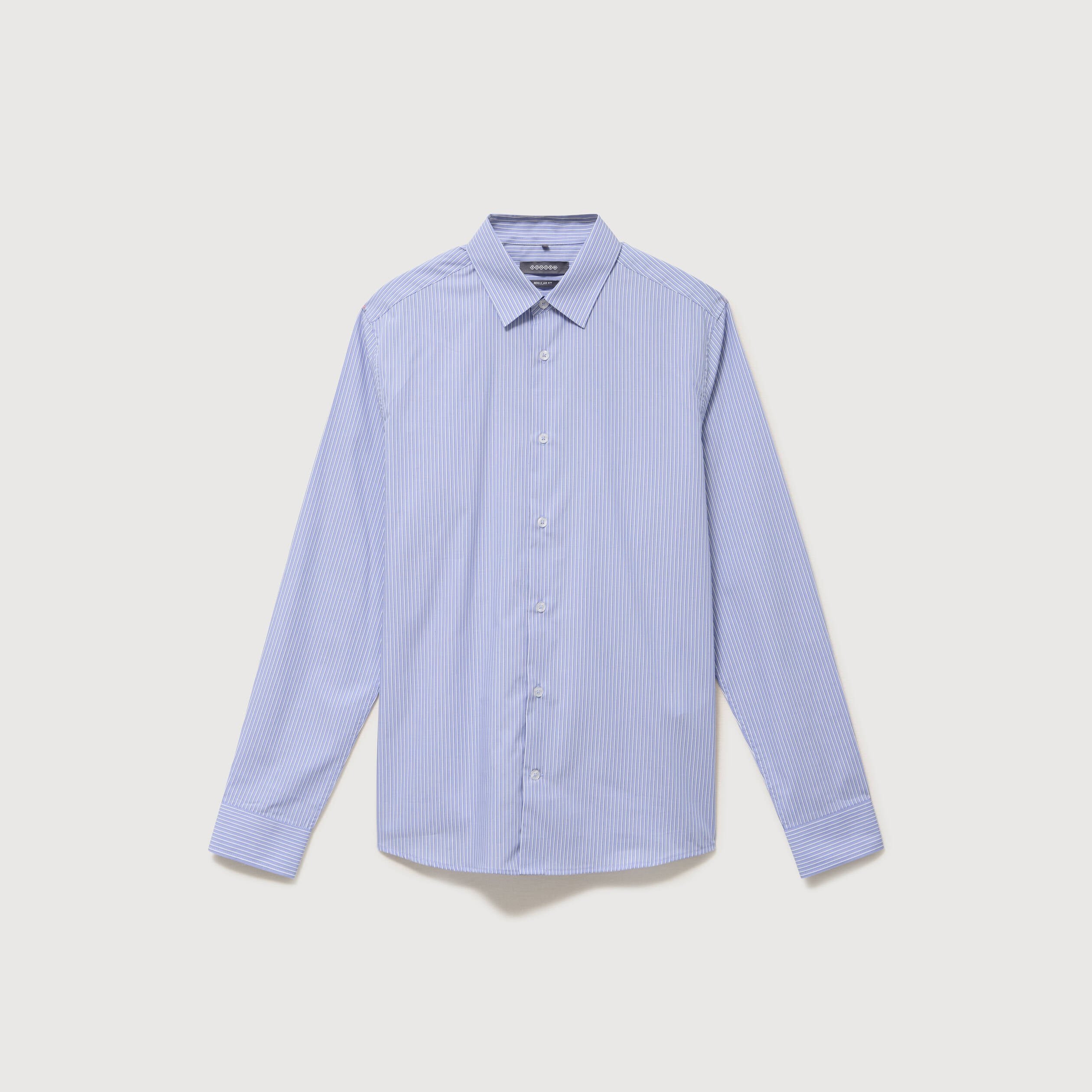 Chemise col am&eacute;ricain manches longues bleu gris homme