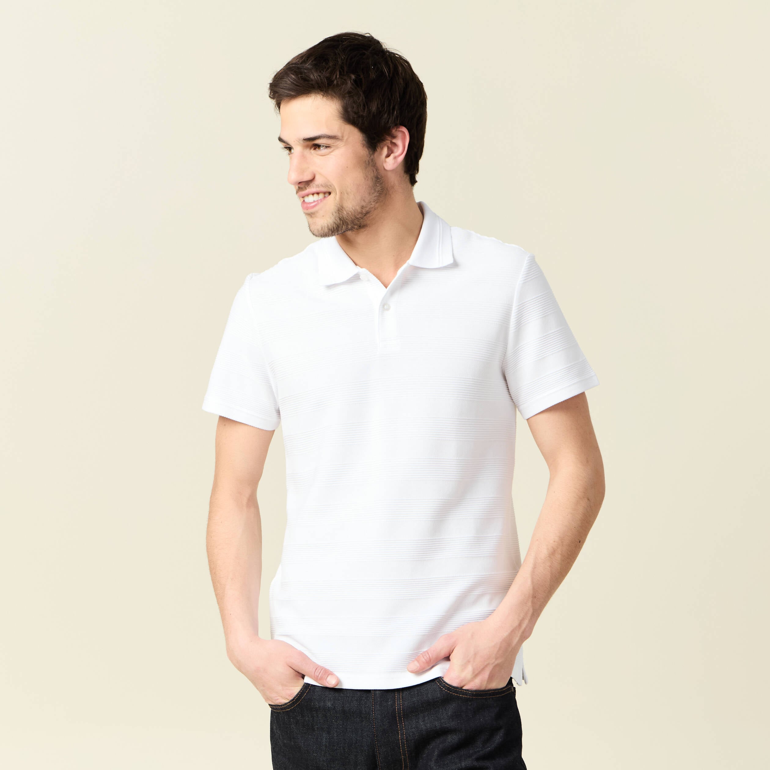 Polo manches courtes blanc homme