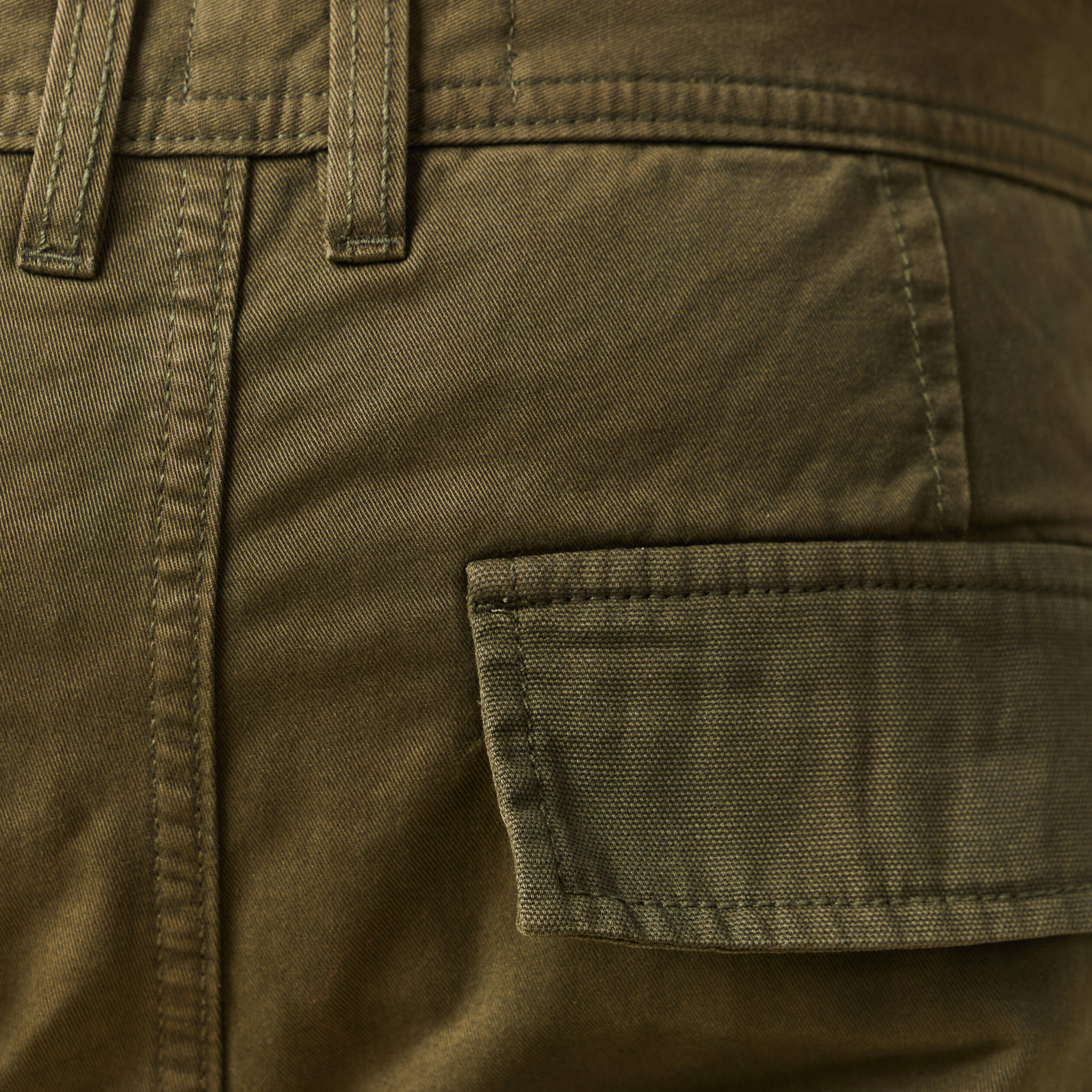 Pantalon cargo battle bi-mati&egrave;re coton vert kaki homme