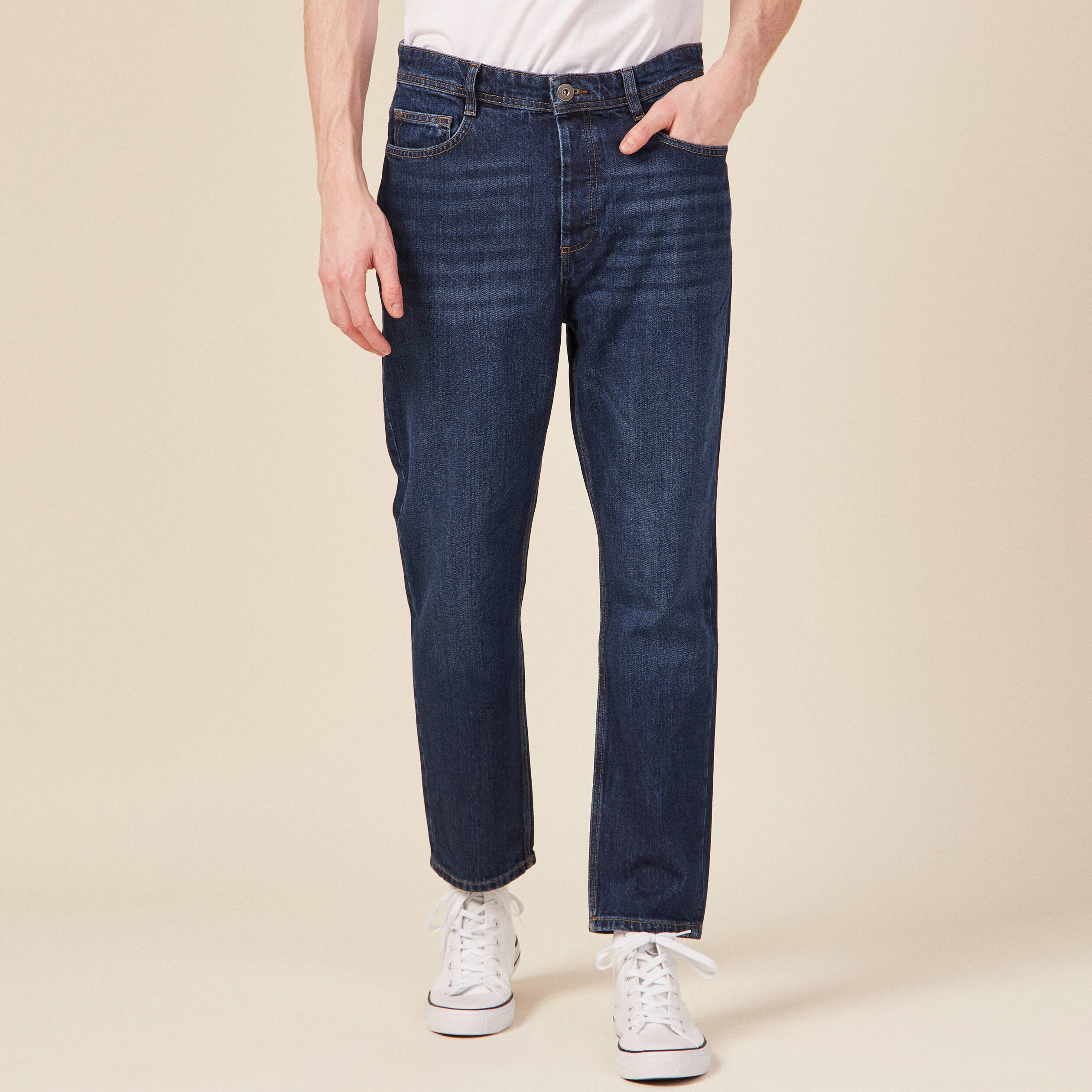 Jeans straight tapered denim brut clean homme