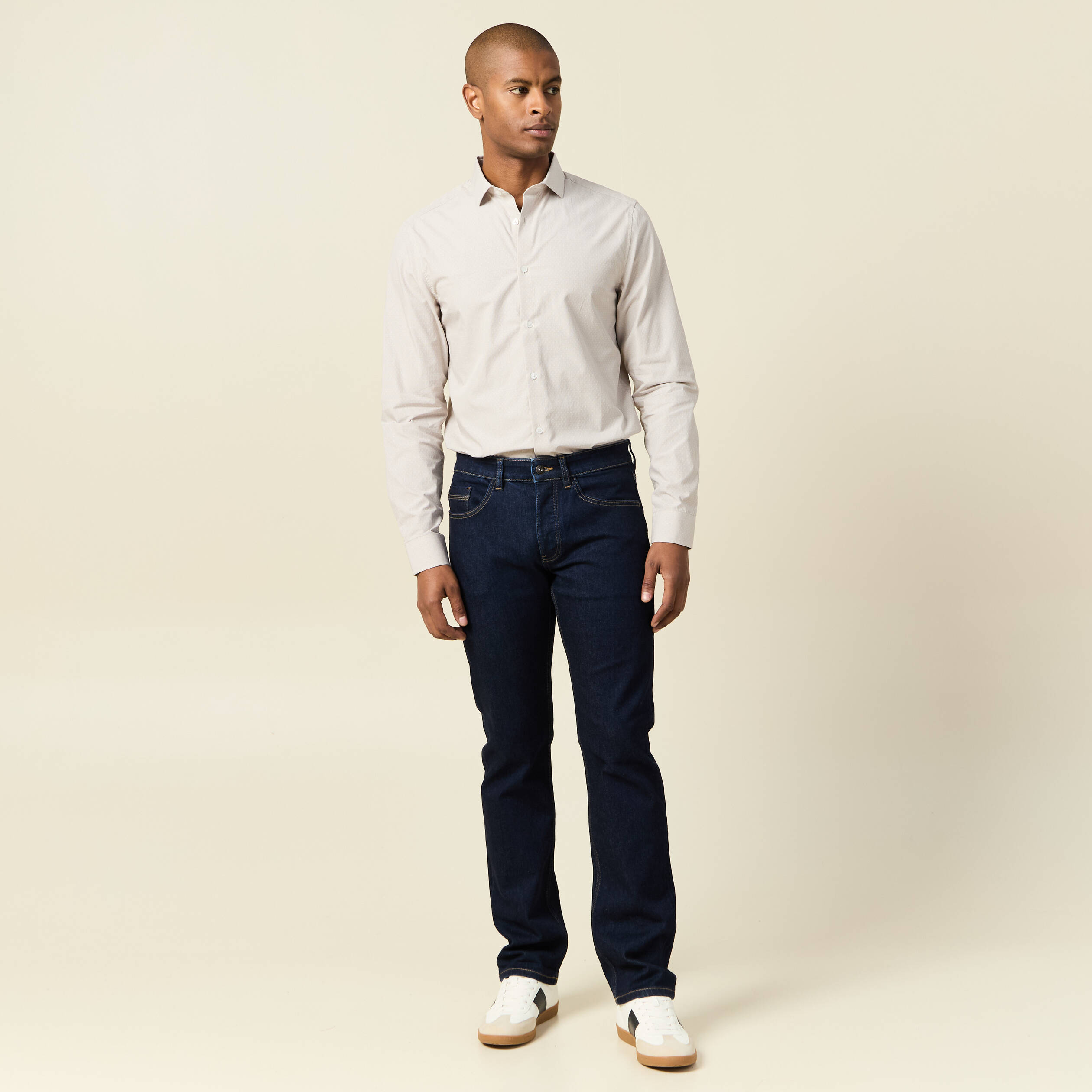 Chemise manches longues beige homme