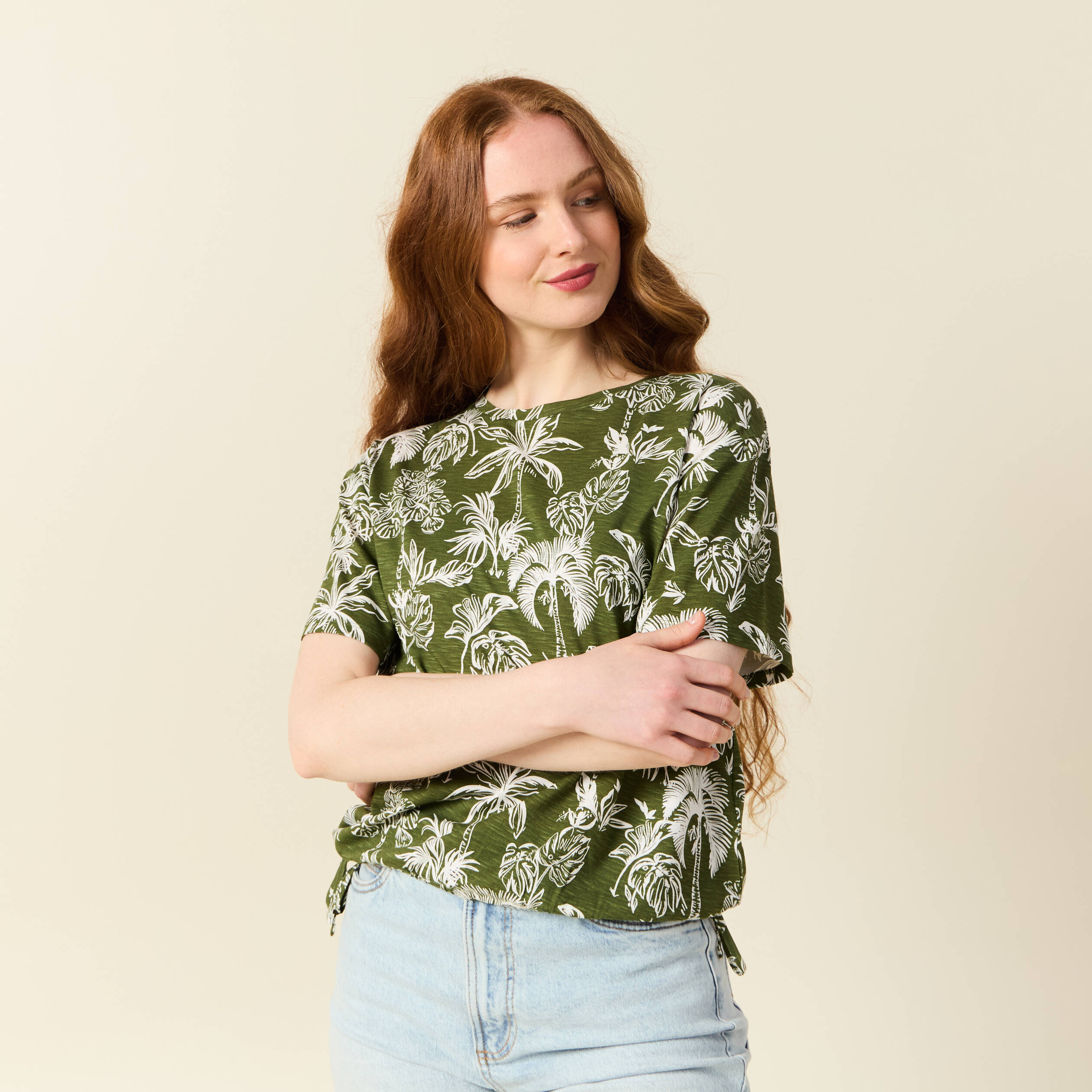 T-shirt oversize manches courtes vert femme