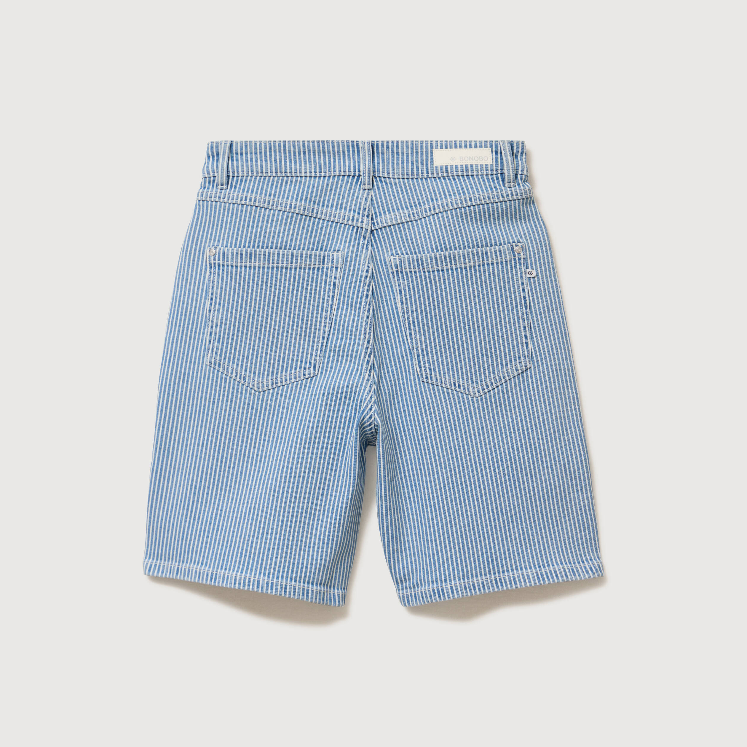 Bermuda large taille haute en jeans denim stone femme